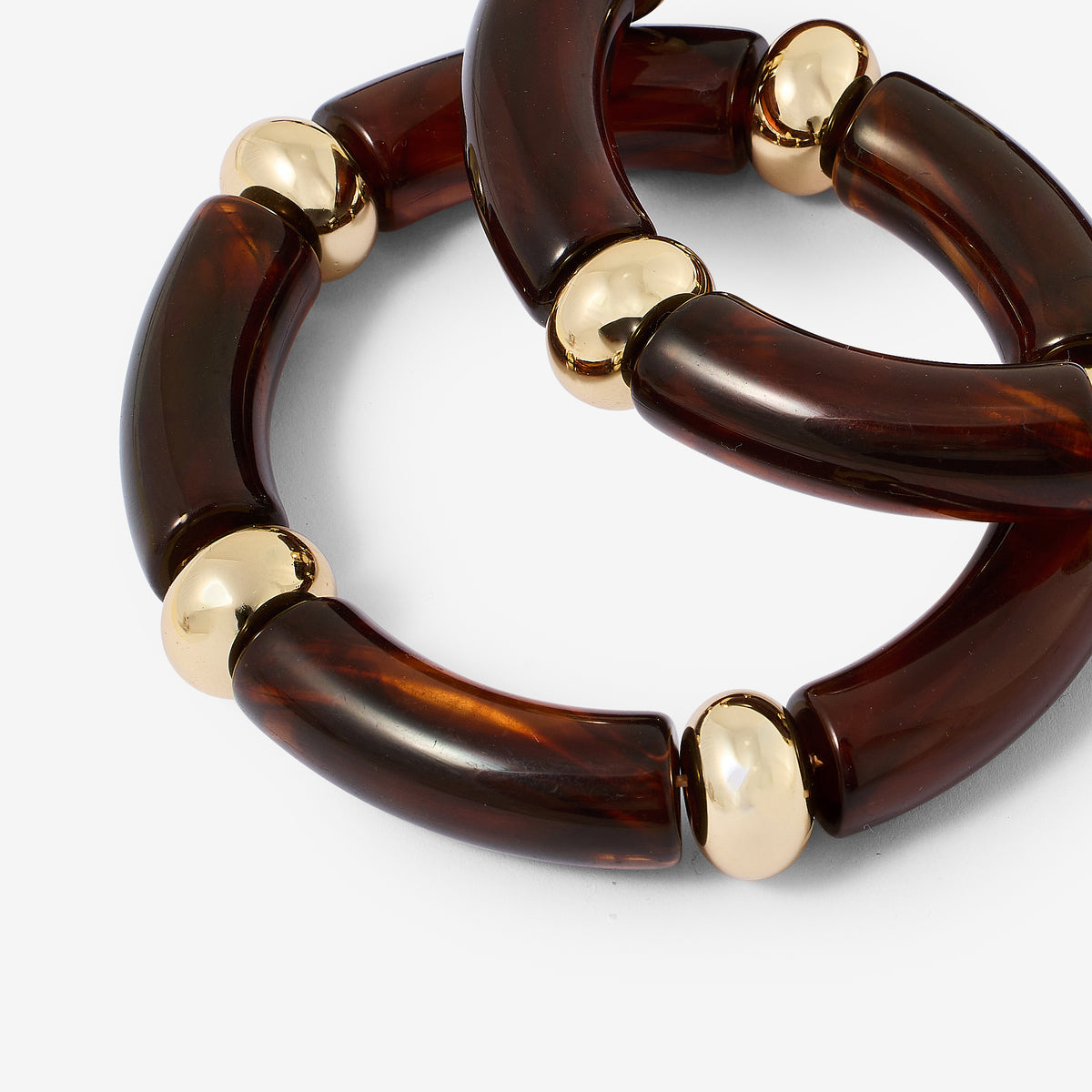 Set de 2 bracelets tubes marrons et dorés