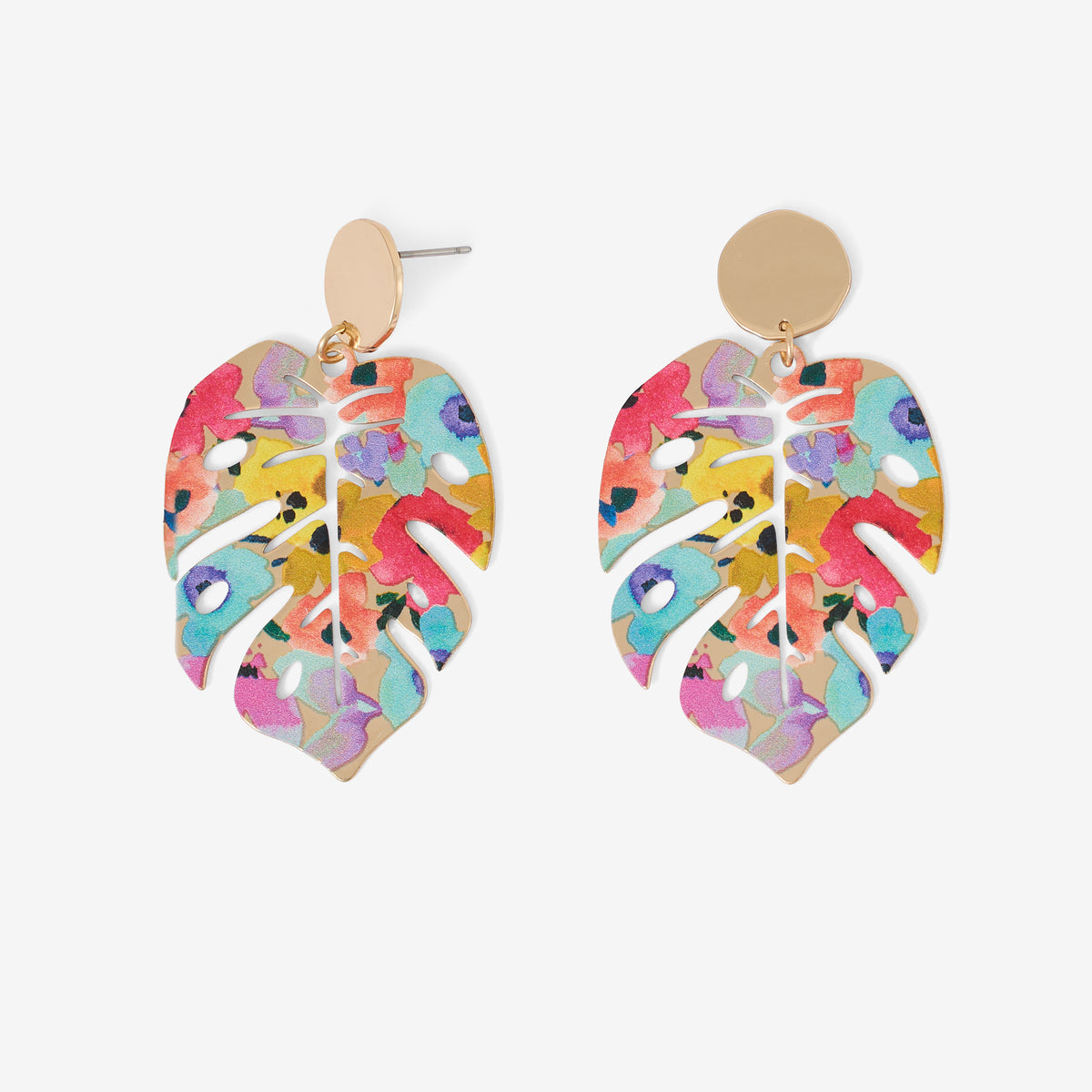 Boucles d'oreilles feuille Balagane imprimé fleurs