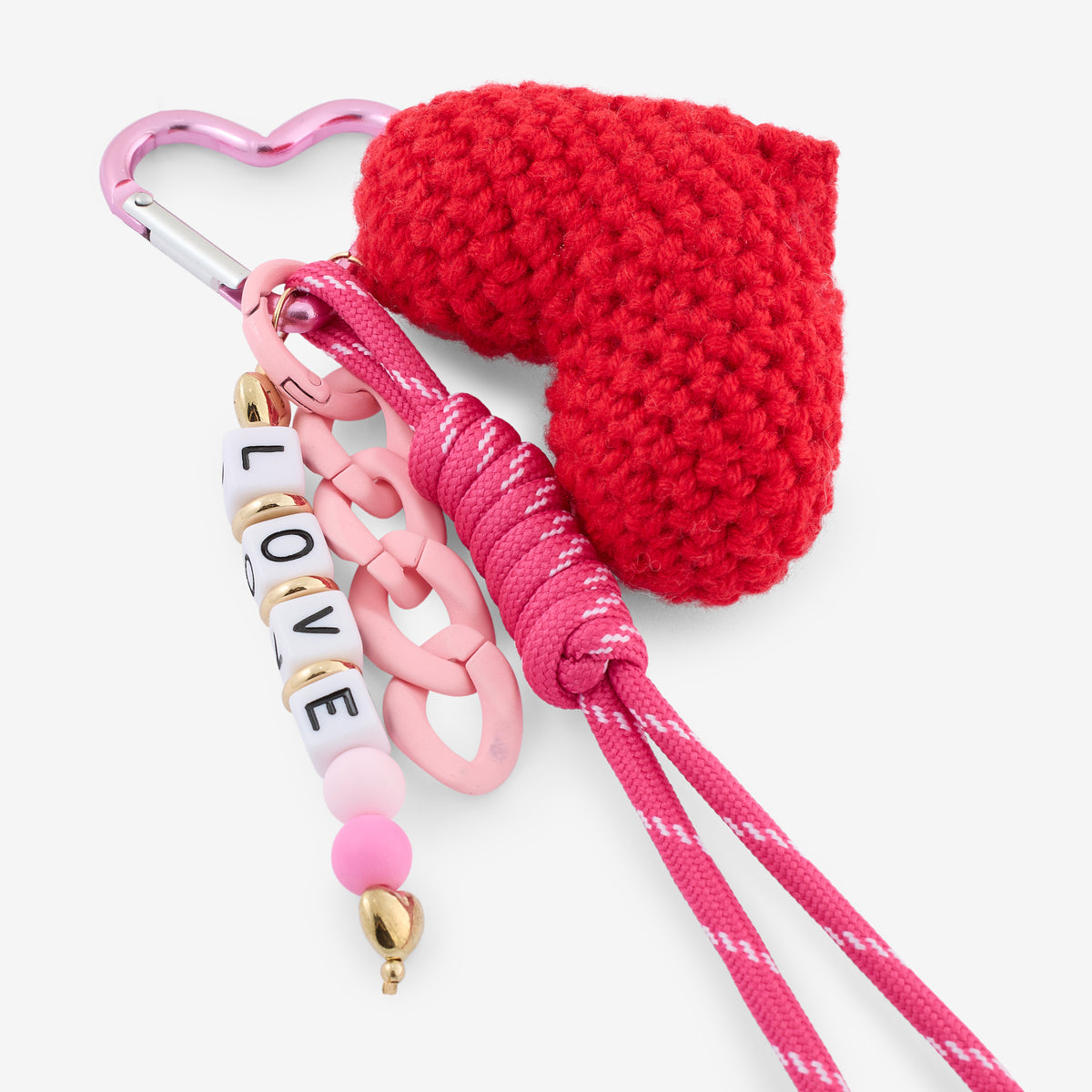Porte-clés cœur en crochet rouge