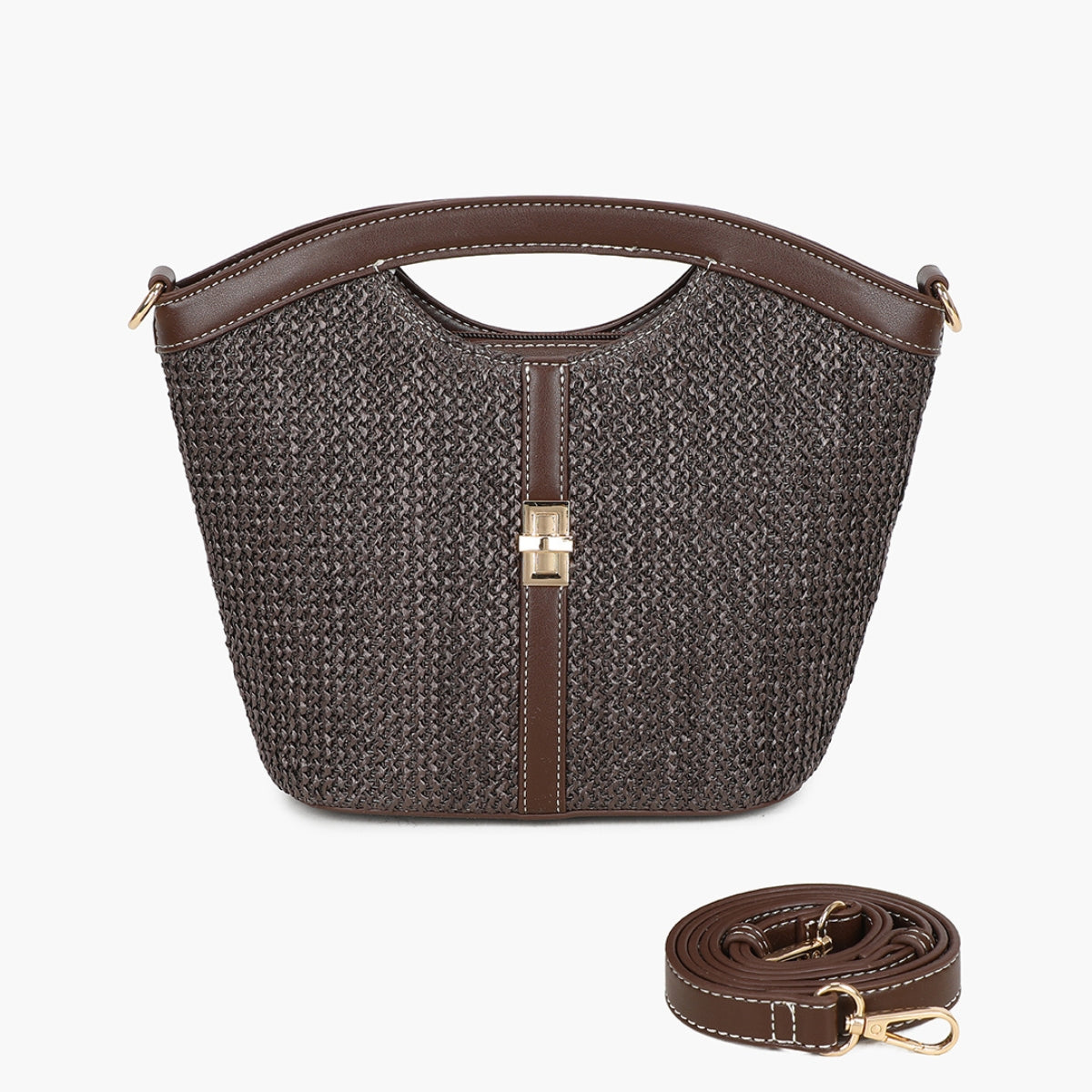 Sac souple marron en textile avec poignée