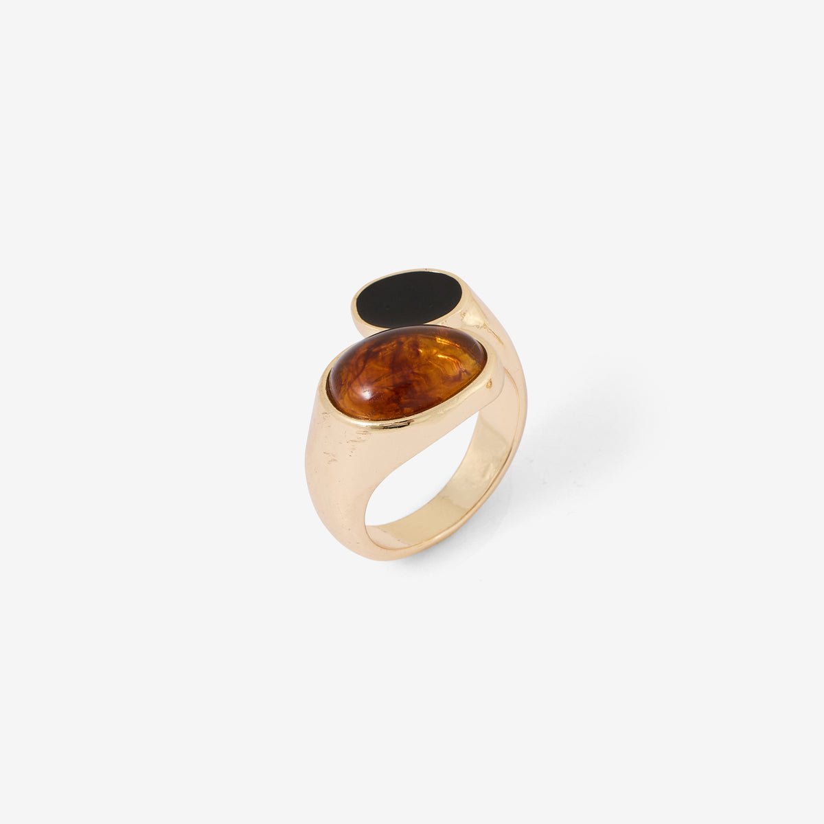 Bague twistée marron et noir