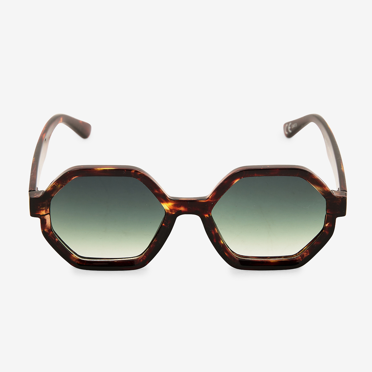 Lunettes de soleil écaille marron forme octogonale