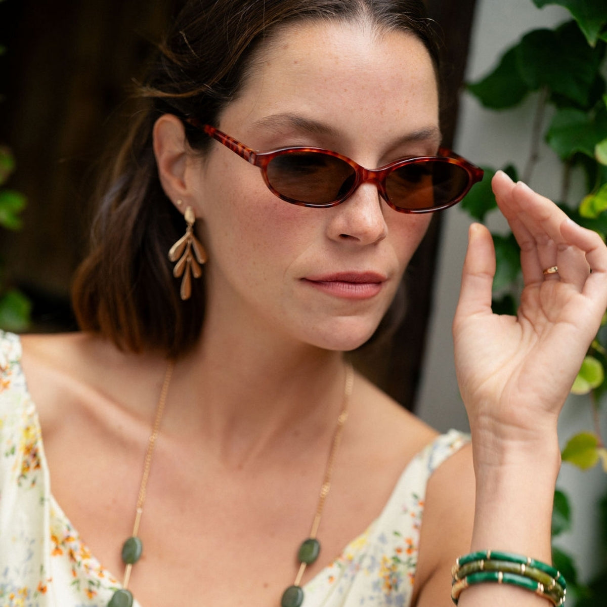 Lunettes de soleil orange écaille forme ovale