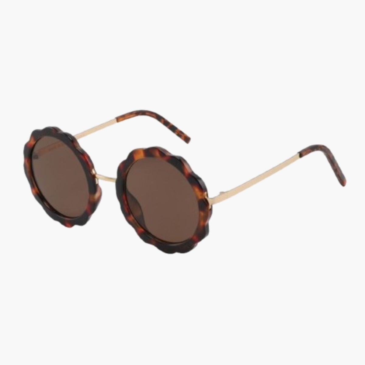 Lunettes de soleil écaille marron forme fleur ronde
