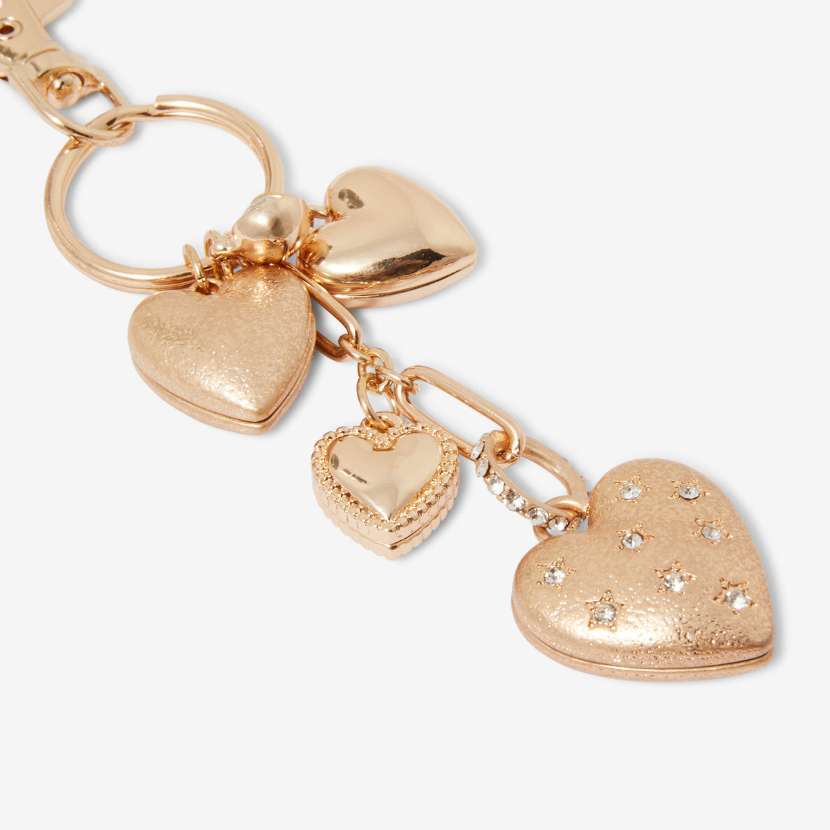 Porte-clés pendentifs cœurs dorés