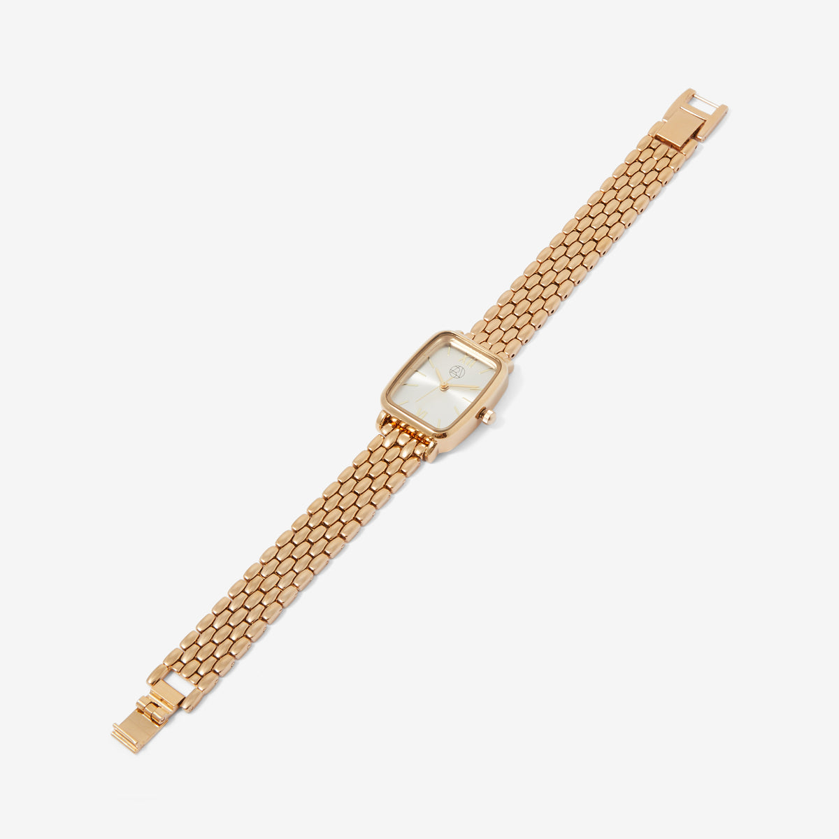 Montre cadran rectangle bracelet maille doré