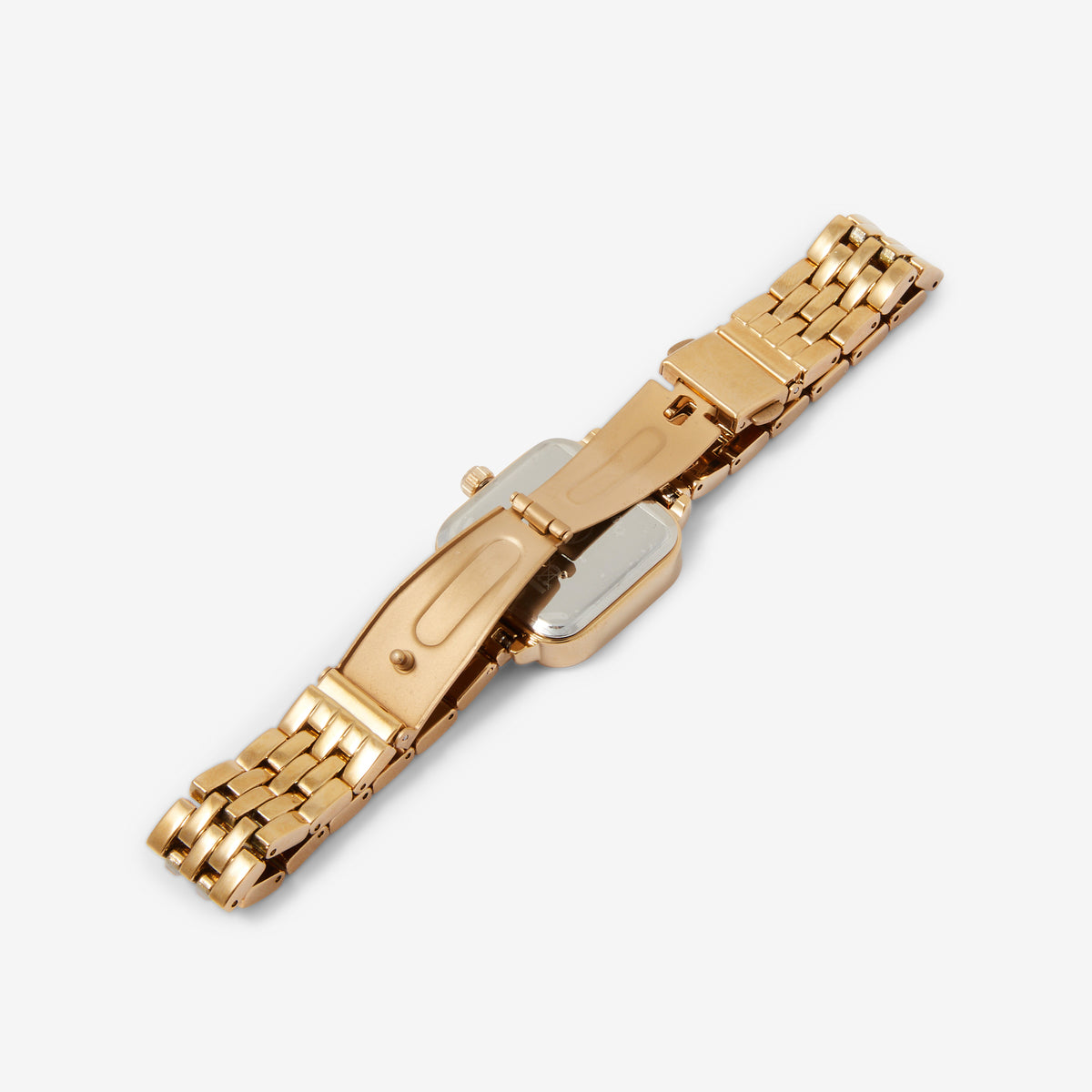 Montre cadran carré marron bracelet maille doré