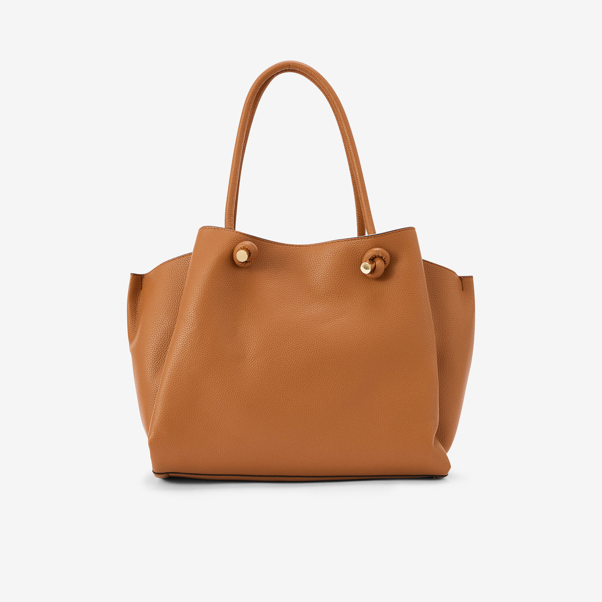 Sac porté épaule camel effet grainé anses nœuds