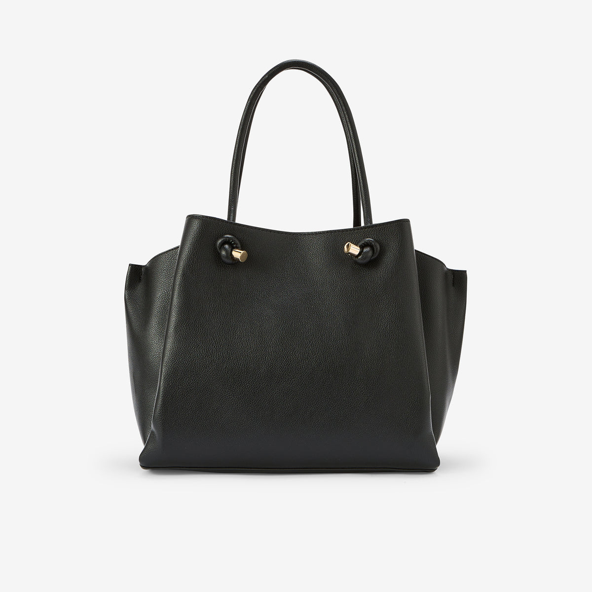 Sac porté épaule noir effet grainé anses nœuds