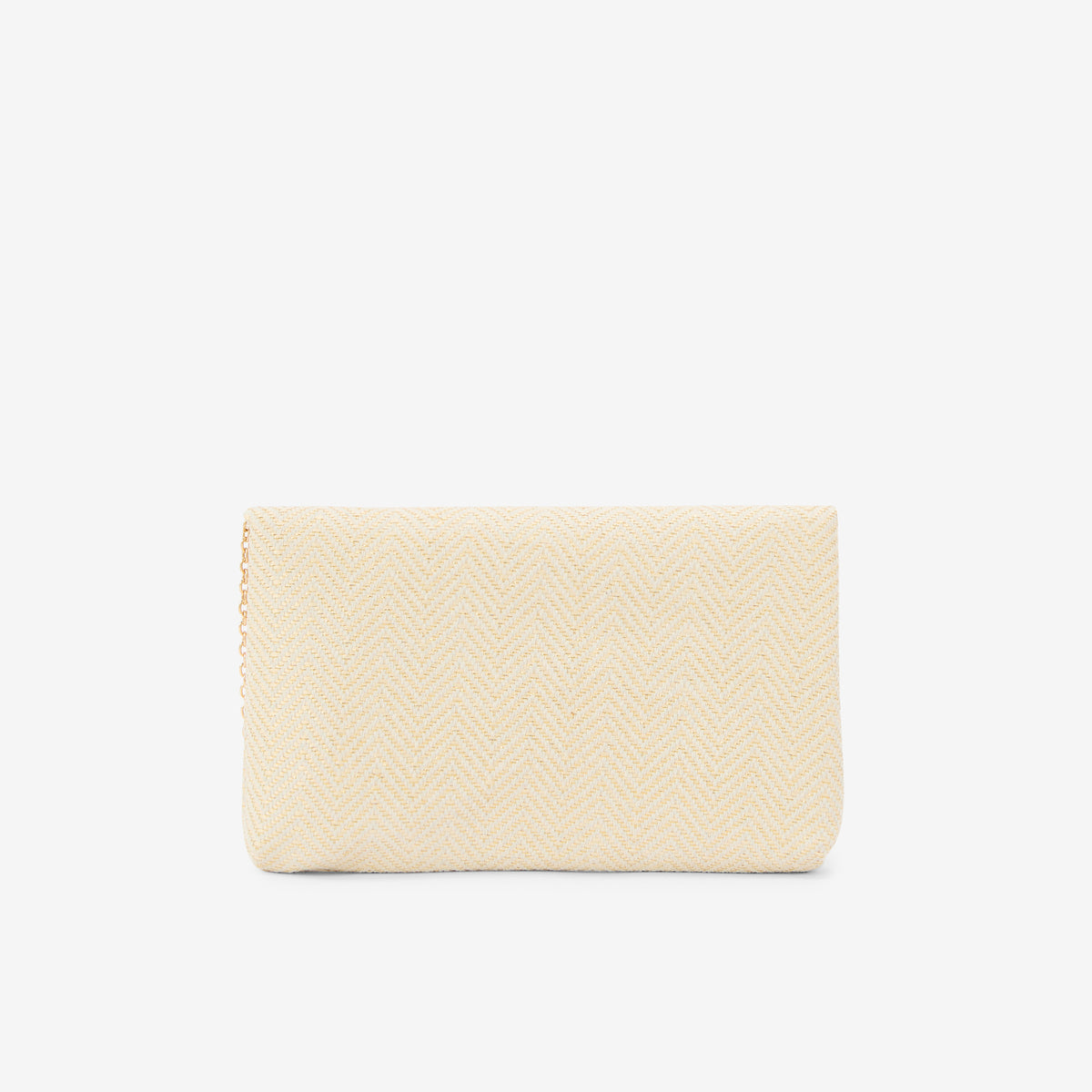 Pochette effet paille à motif géométrique ivoire