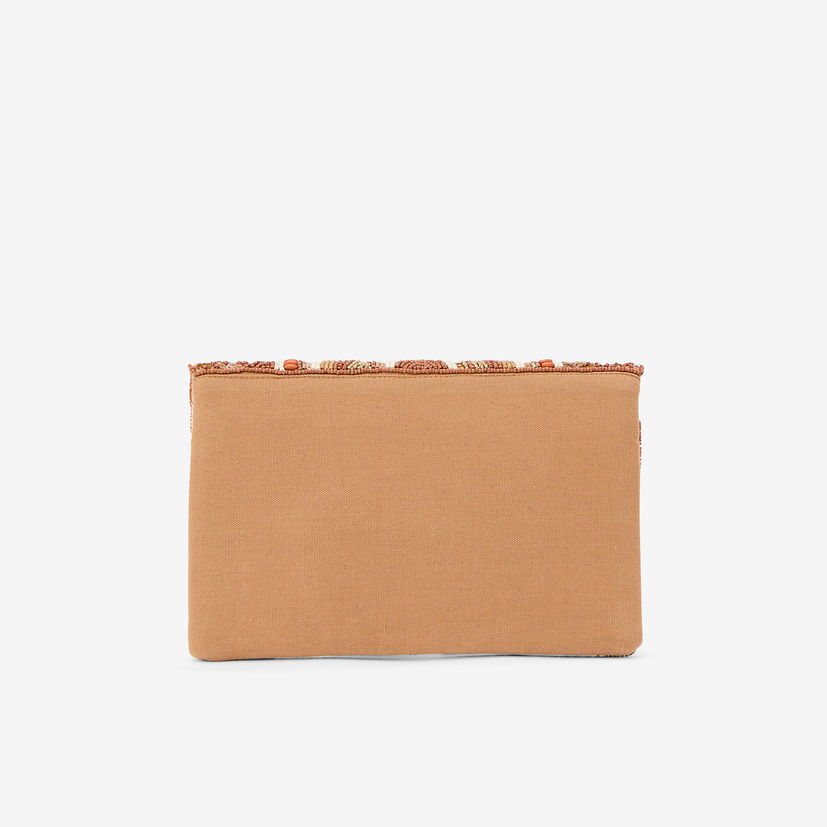 Pochette perlée marron et orange à motif mandala