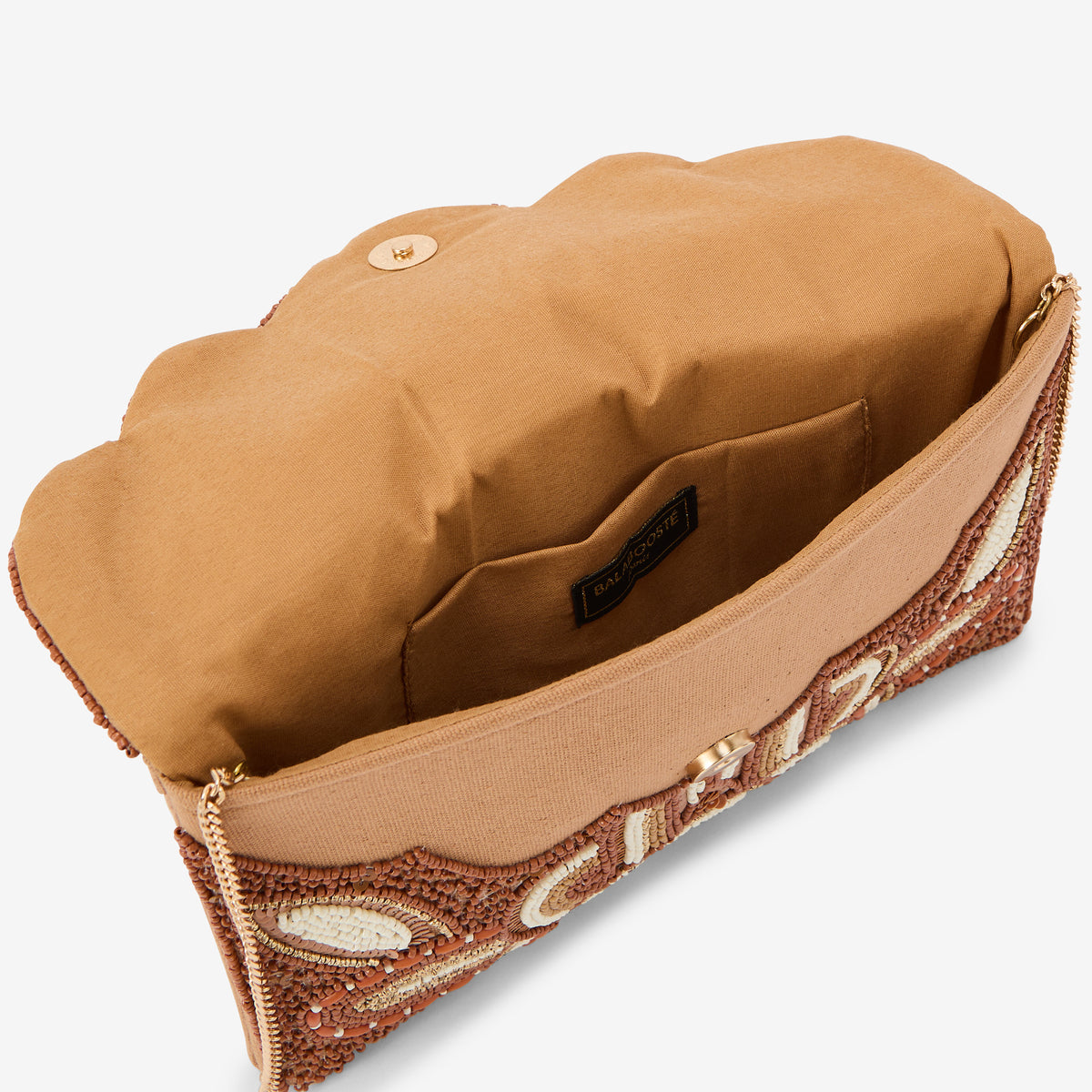 Pochette perlée marron et orange à motif mandala