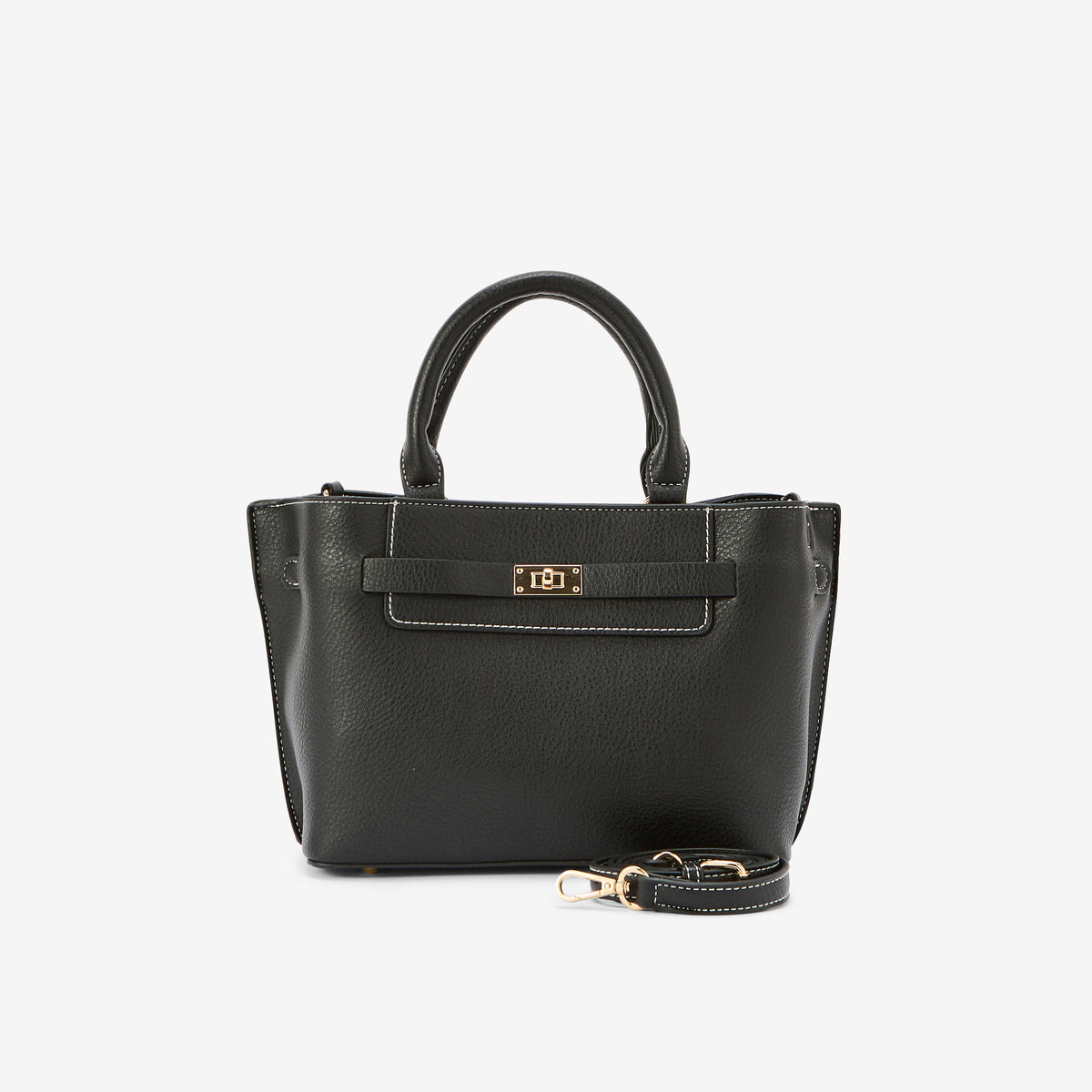 Sac porté main effet grainé noir