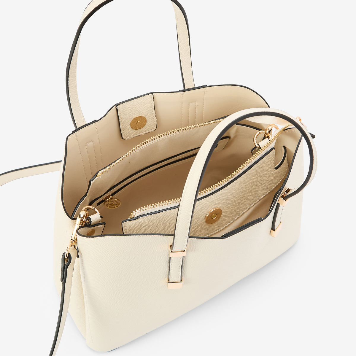 Petit sac à main effet grainé ivoire