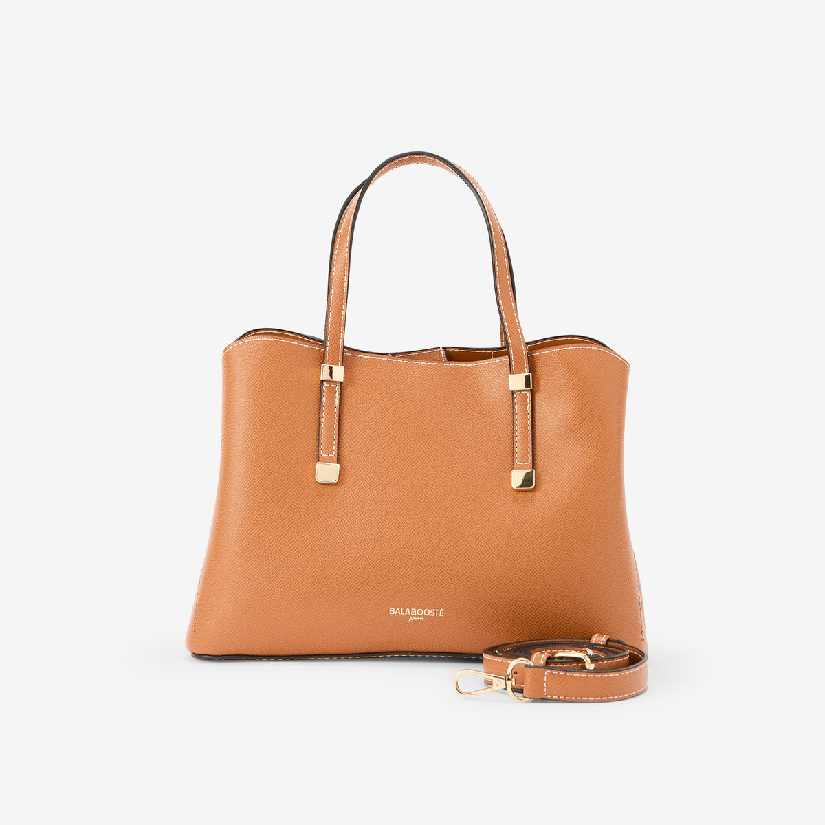 Petit sac à main effet grainé camel