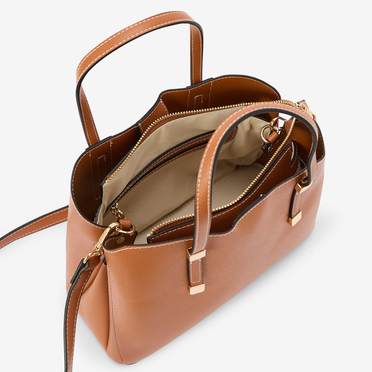 Petit sac à main effet grainé camel