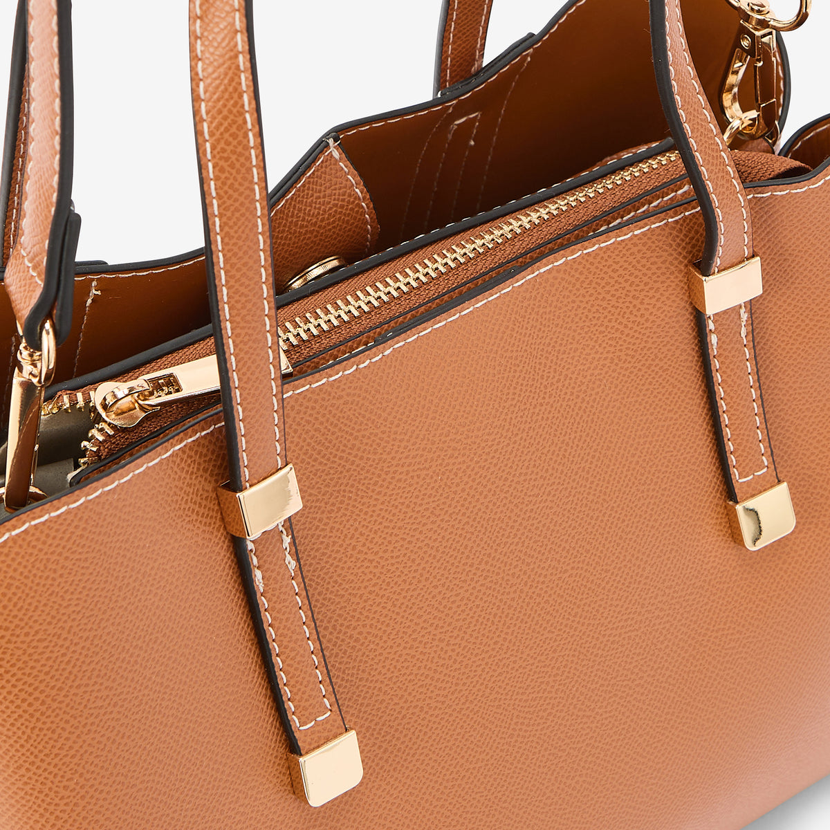 Petit sac à main effet grainé camel