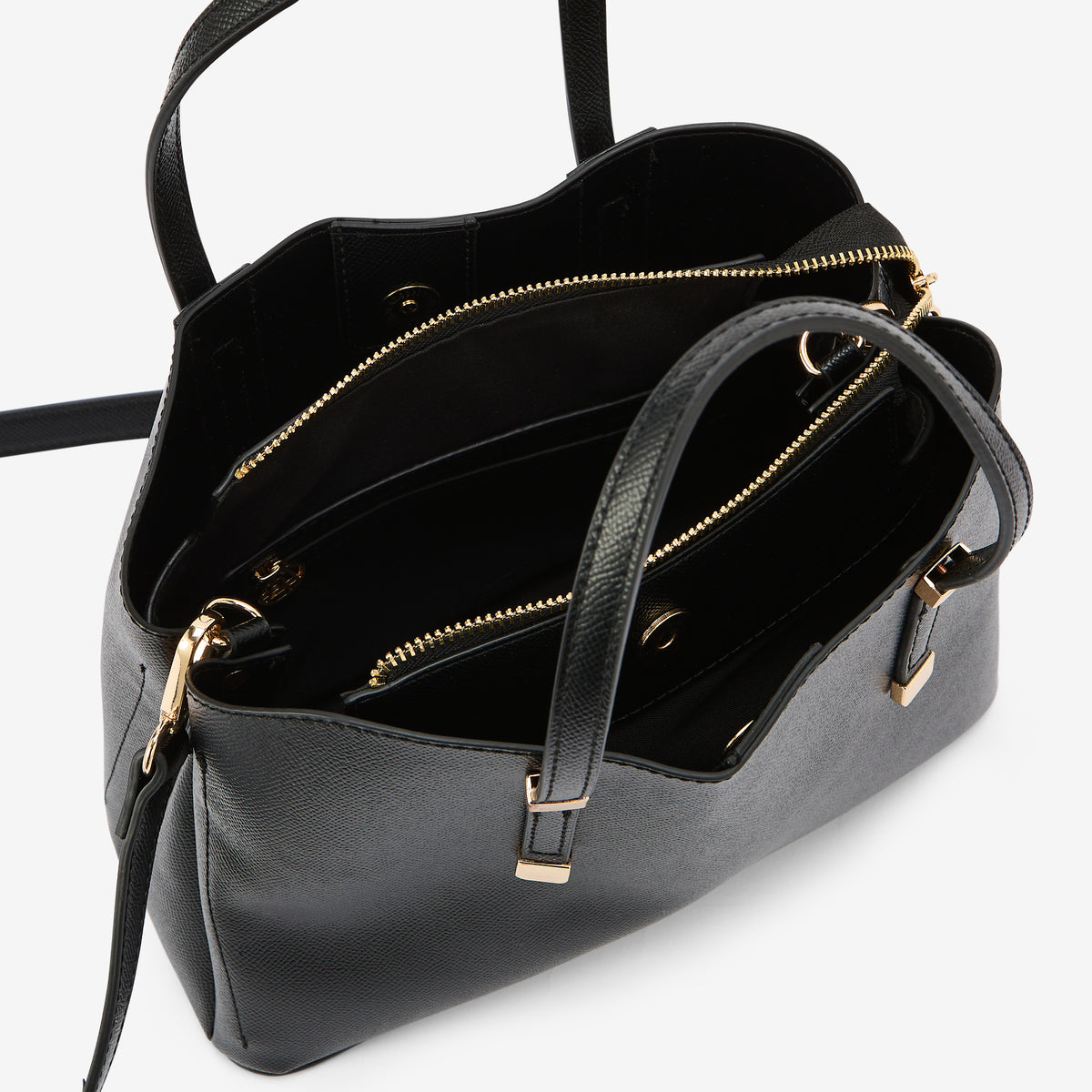 Petit sac à main effet grainé noir