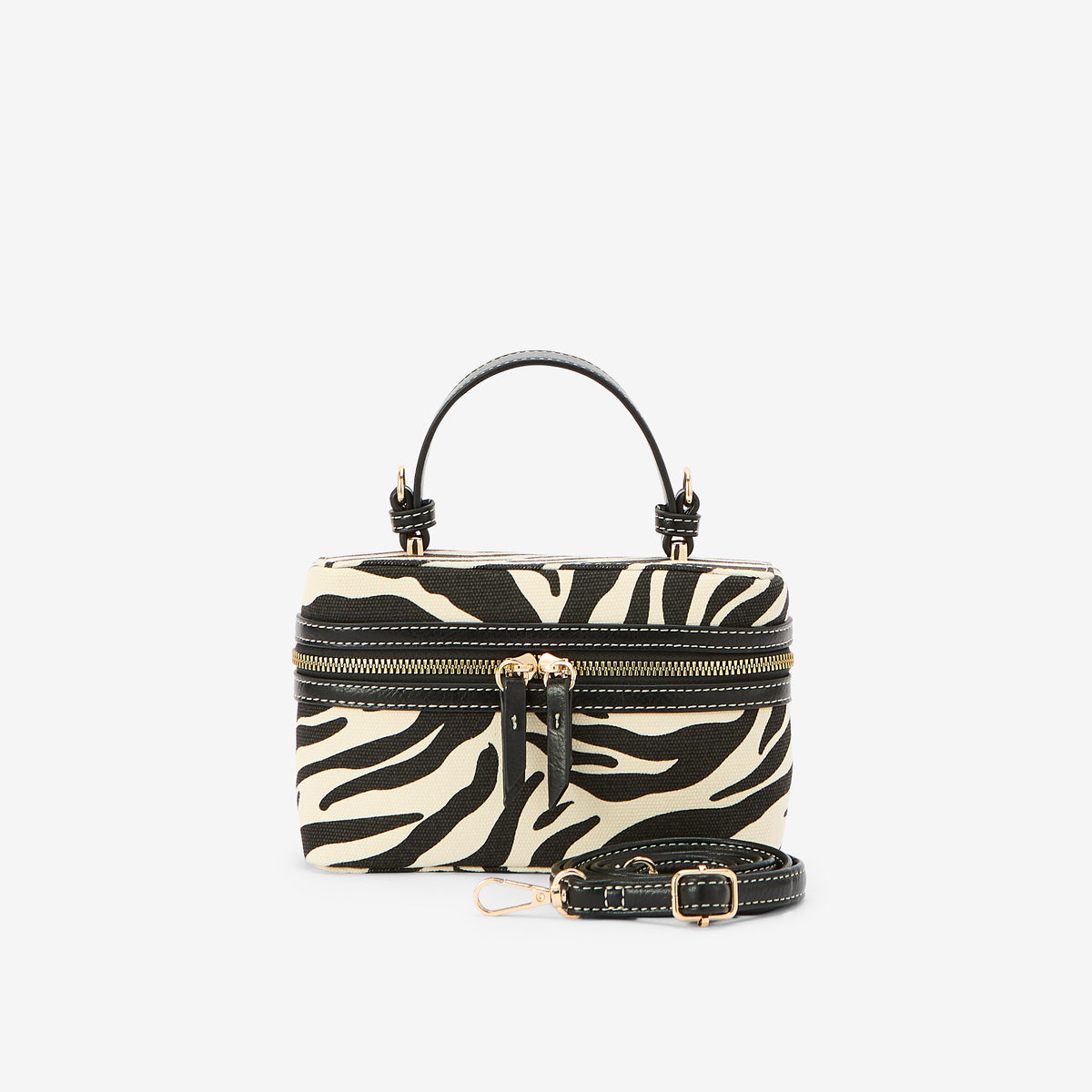 Petit sac vanity à motif zèbre avec bandoulière