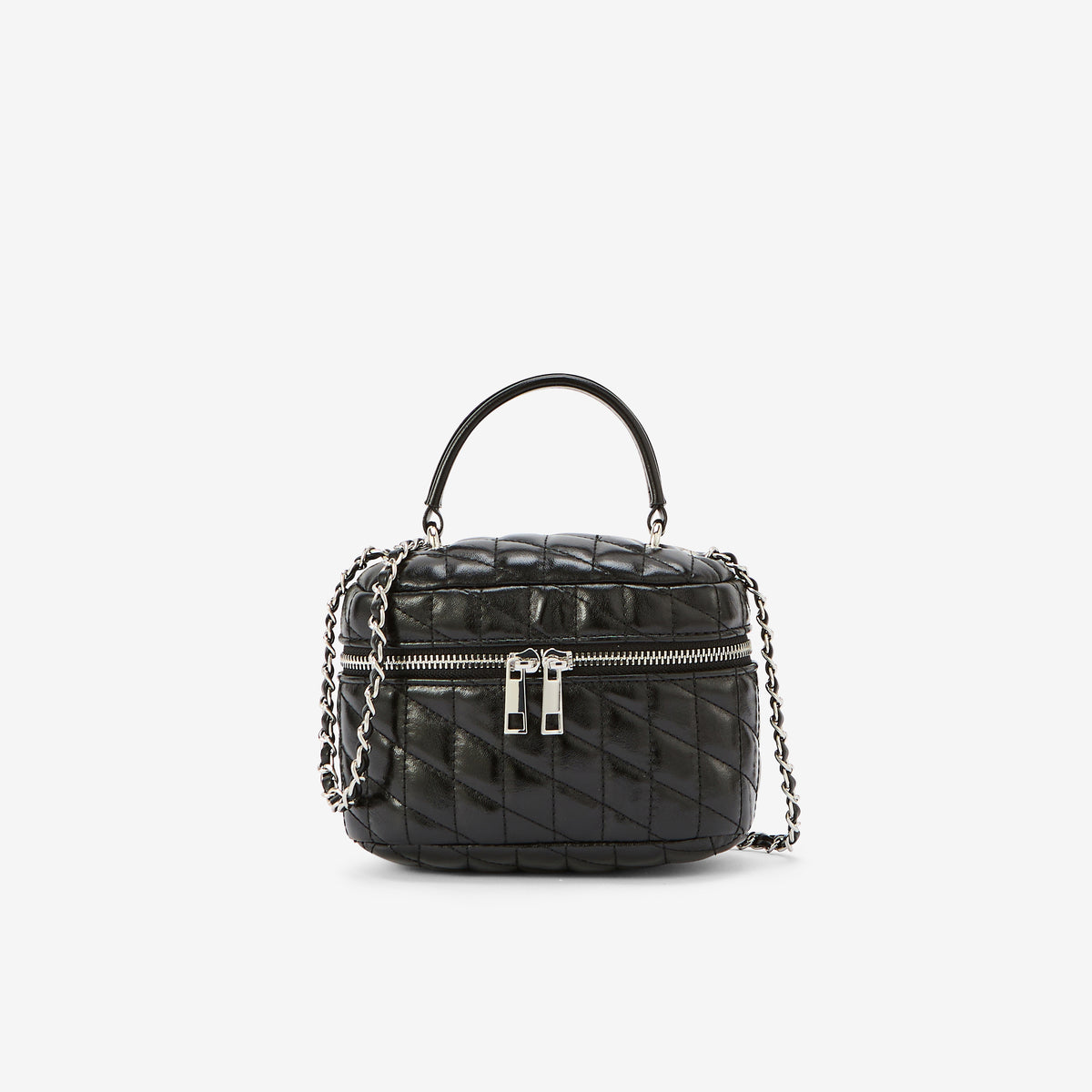 Petit sac noir matelassé avec chaîne