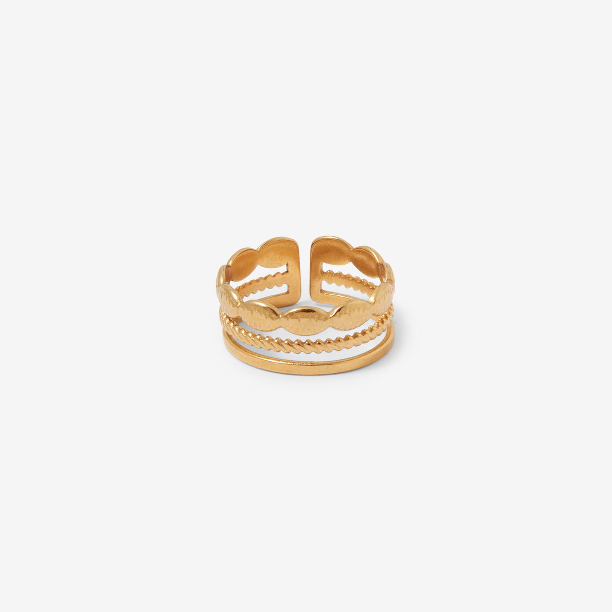 Bague 3 rangs en acier inoxydable