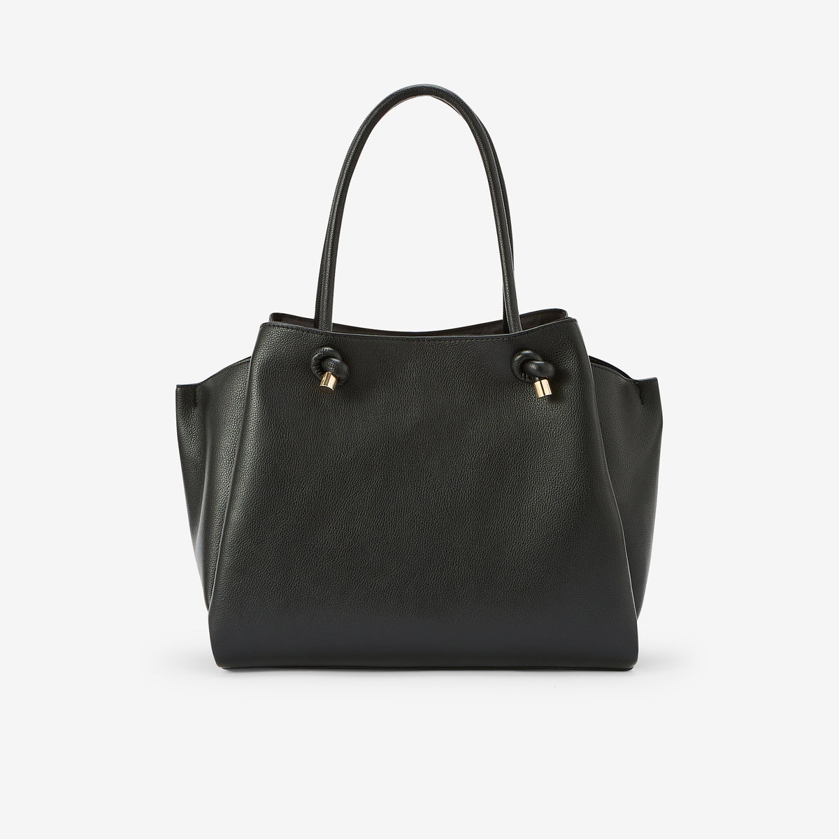 Sac porté épaule noir effet grainé anses nœuds