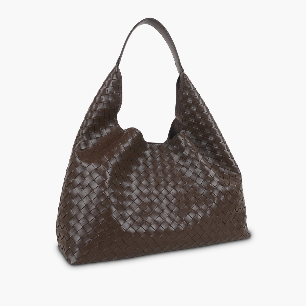 Sac hobo tressé marron foncé