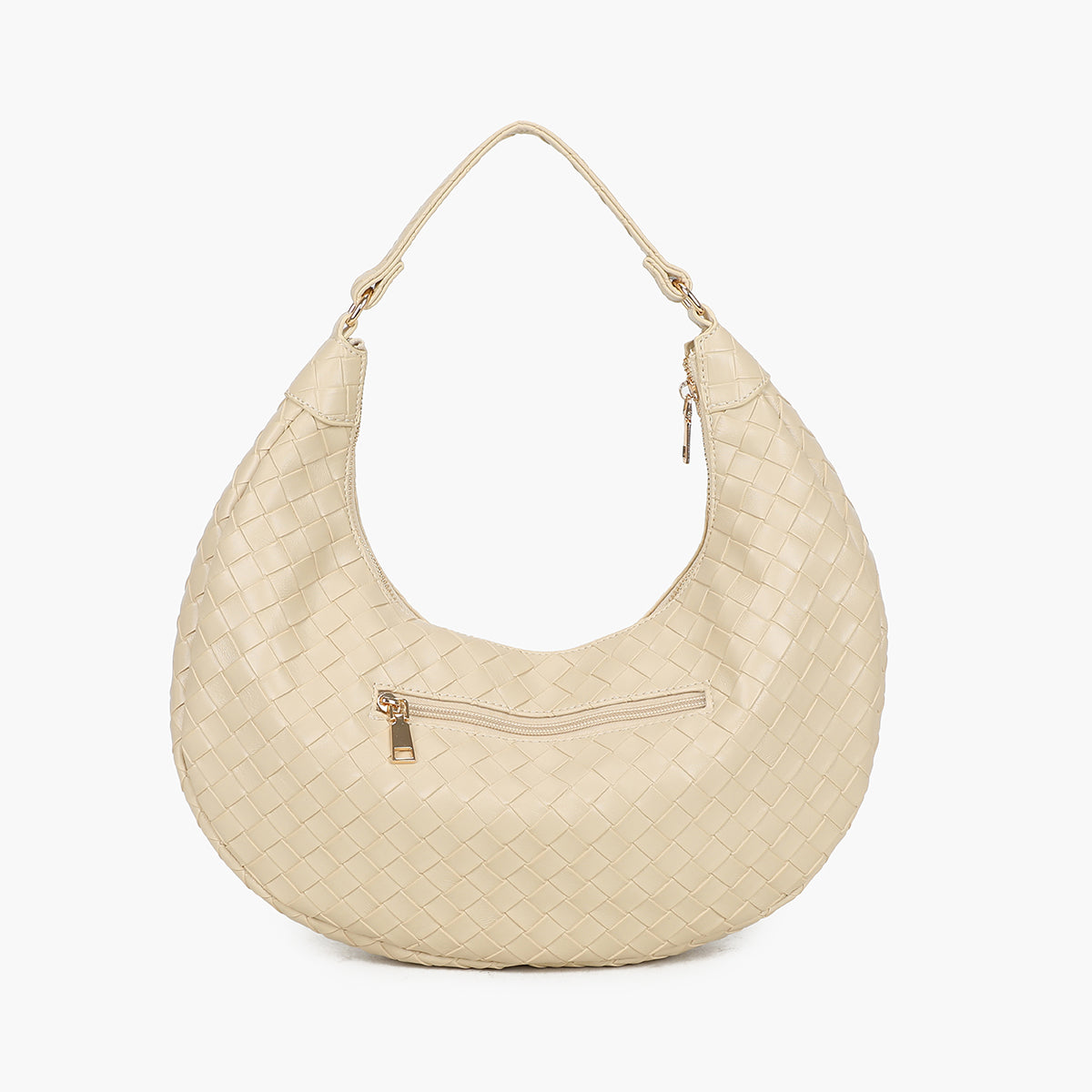 Sac demi-lune tressé écru