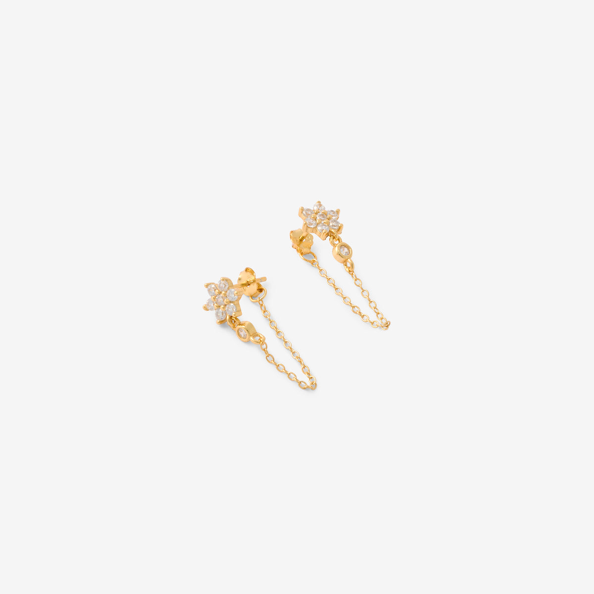 Puces d'oreilles chaine avec zirconium en argent garanti