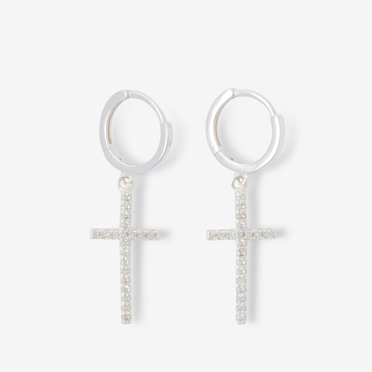 Petites créoles pendentif croix en argent garanti