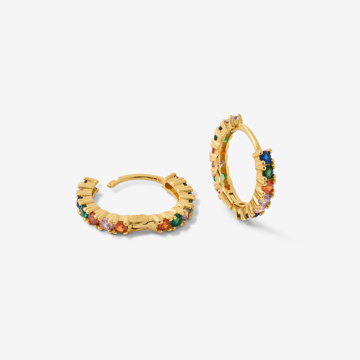 Créoles zirconium multicolore en argent garanti