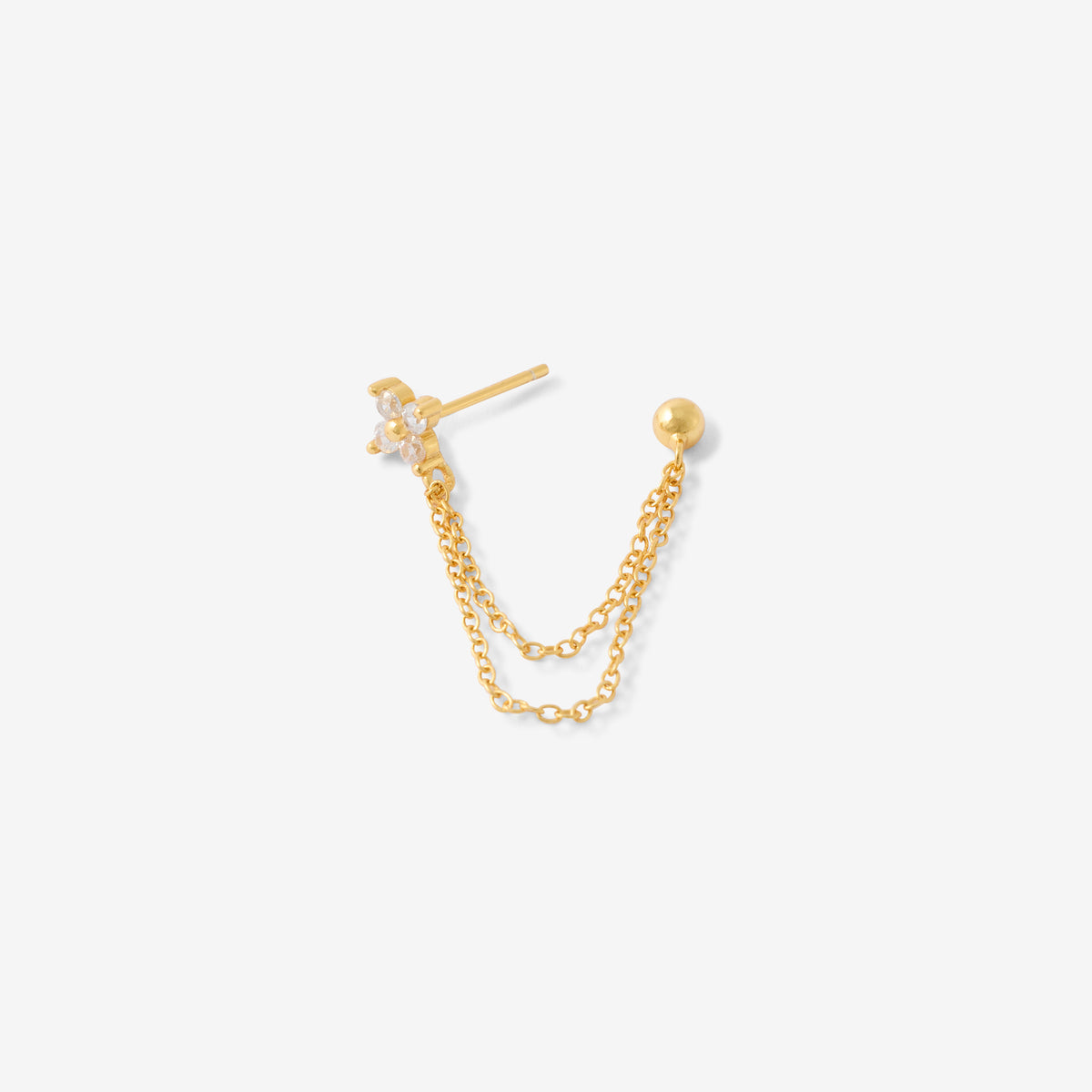 Puces d'oreilles fleur avec zirconium en argent garanti
