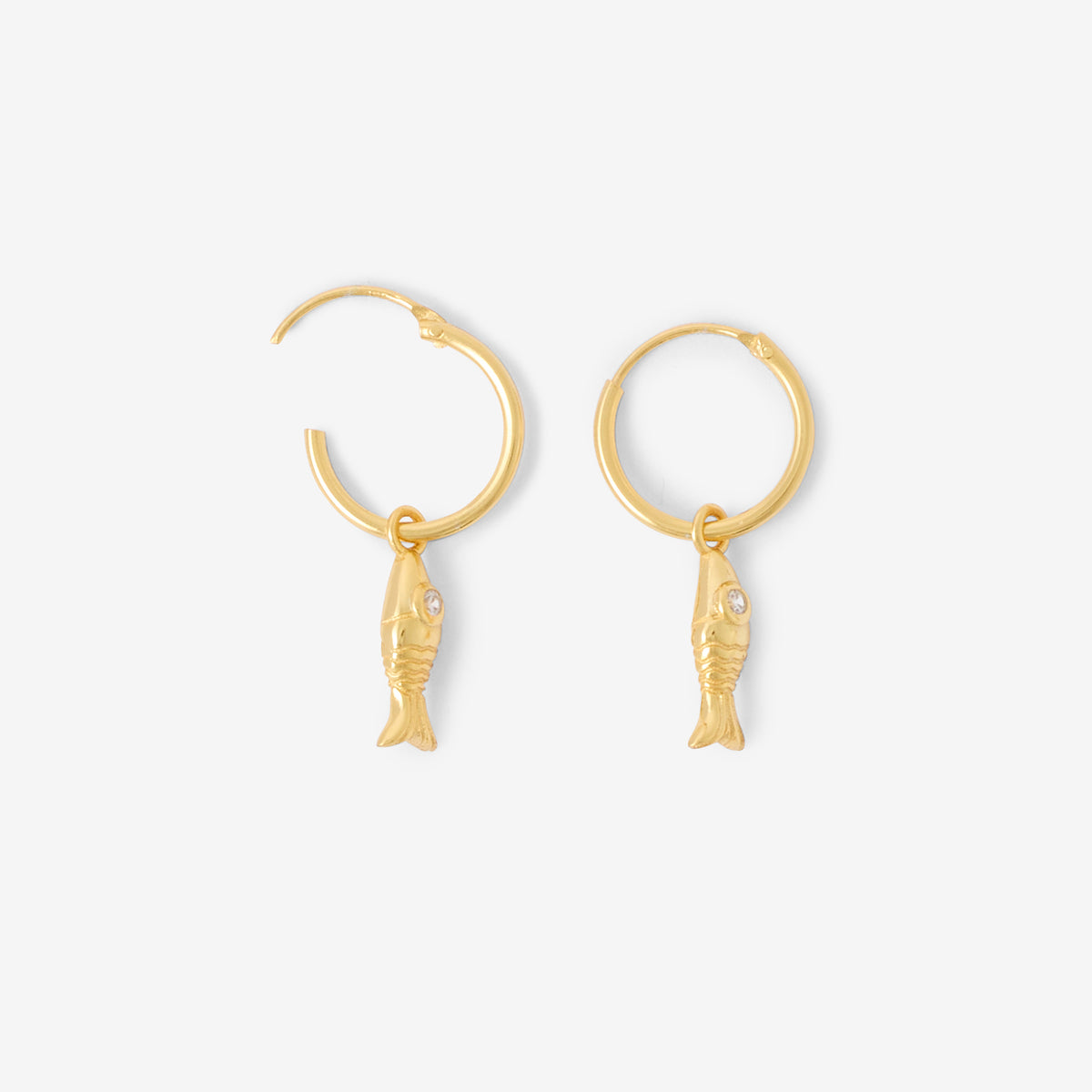 Créoles poisson avec zirconium en argent 925 doré