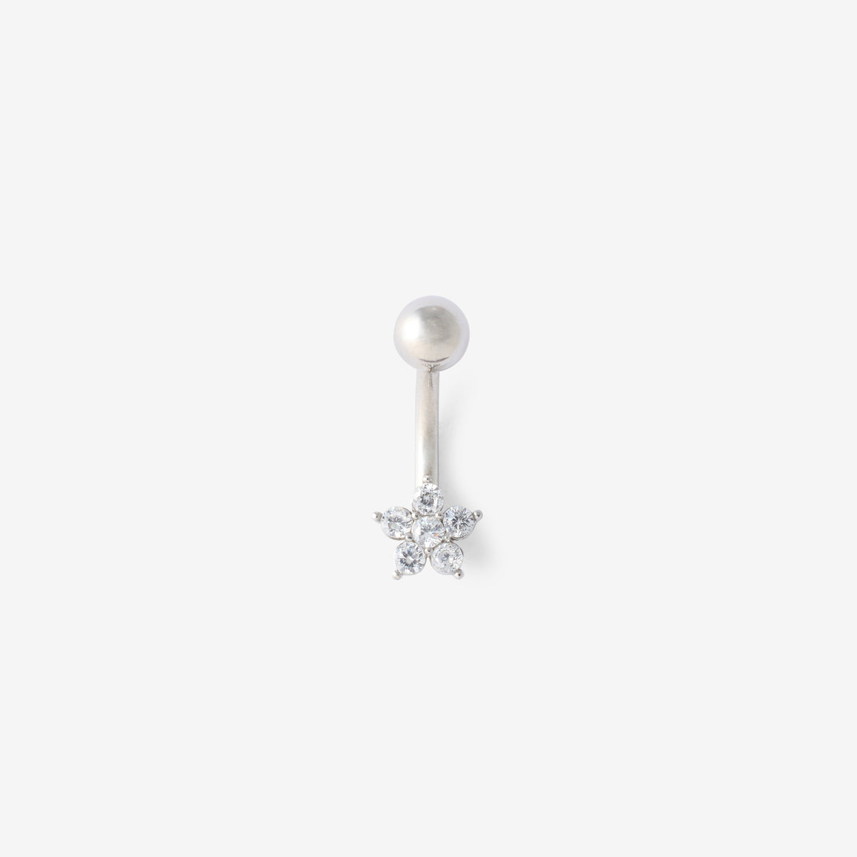 Piercing nombril fleur en acier inoxydable avec strass de zirconium