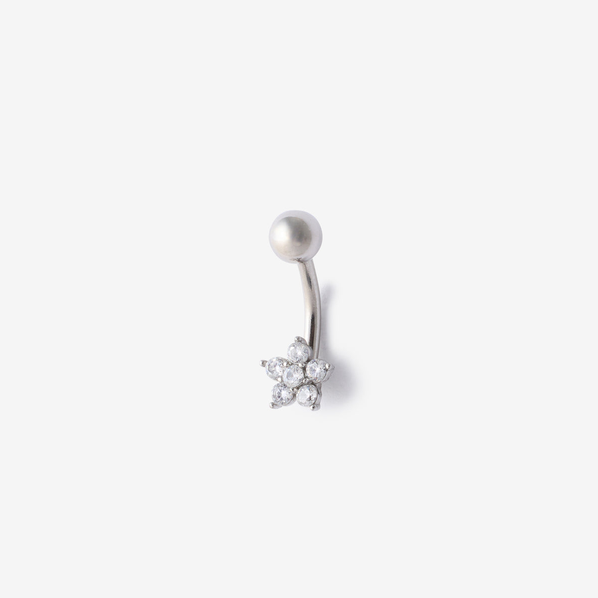 Piercing nombril fleur en acier inoxydable avec strass de zirconium