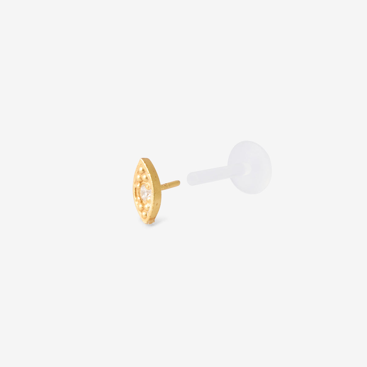 Piercing helix/tragus œil en argent garanti doré avec strass de zirconium