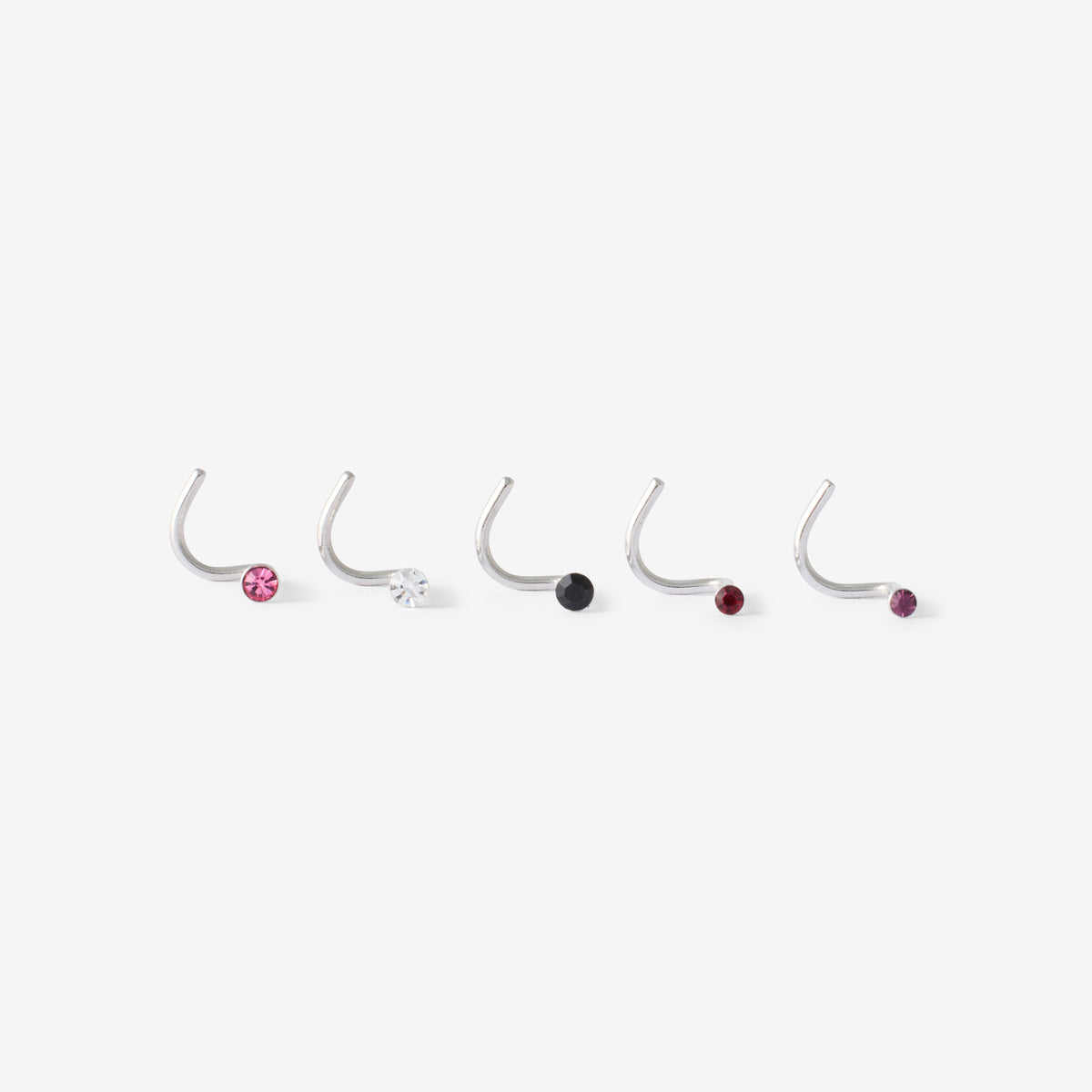 Set de 5 piercings en acier avec strass
