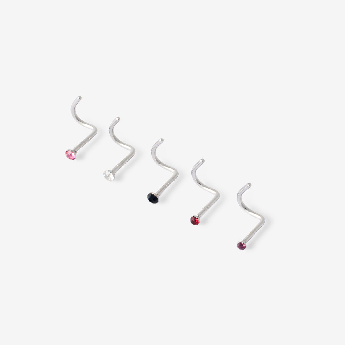 Set de 5 piercings en acier avec strass