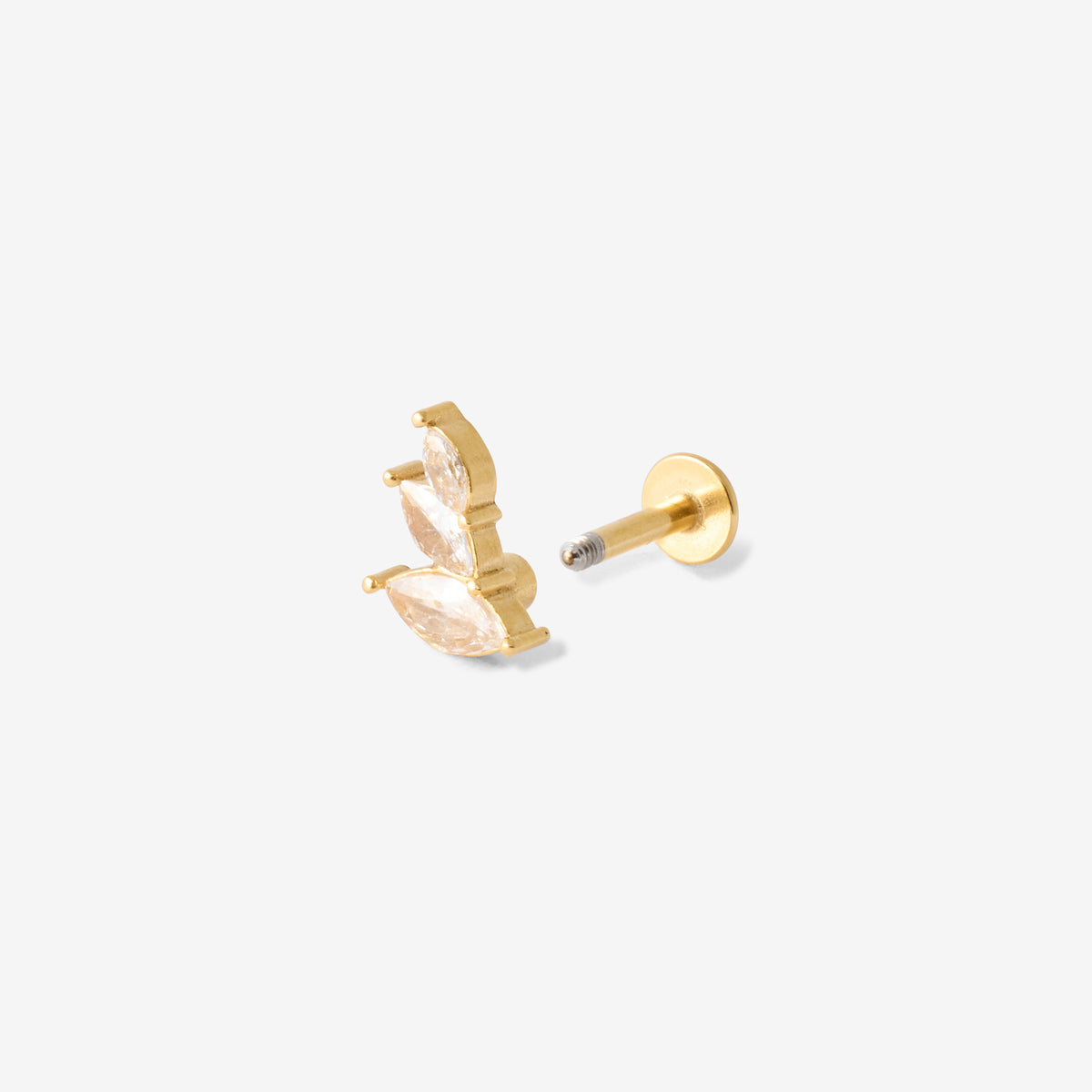 Piercing helix/tragus 3 navettes en acier chirurgical doré