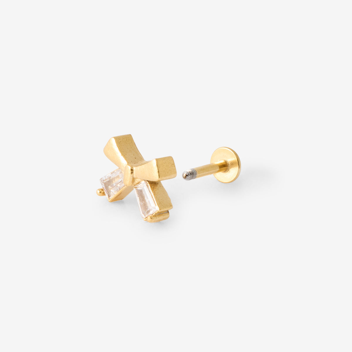 Piercing helix/tragus nœud en acier chirurgical doré et strass de zirconium