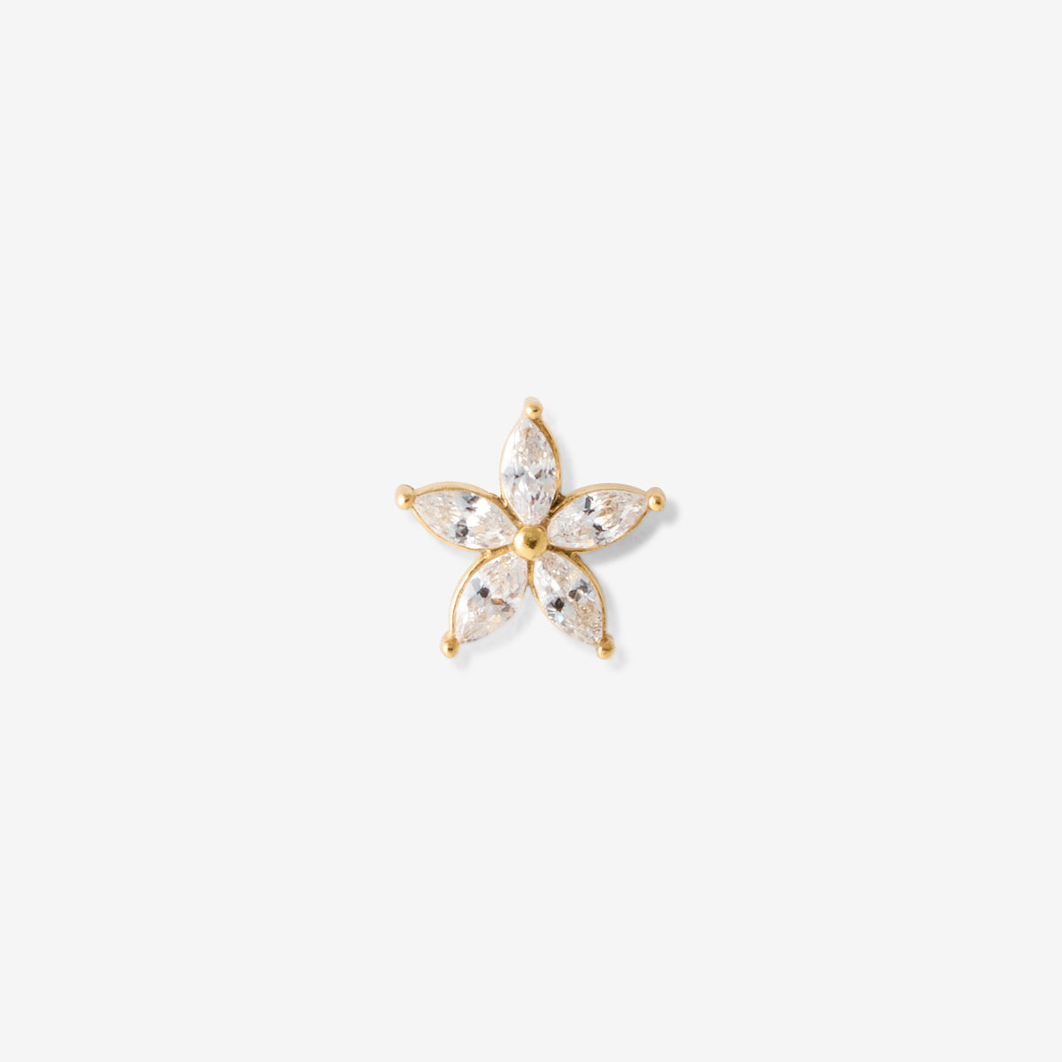 Piercing helix/tragus fleur avec strass de zirconium en acier chirurgical