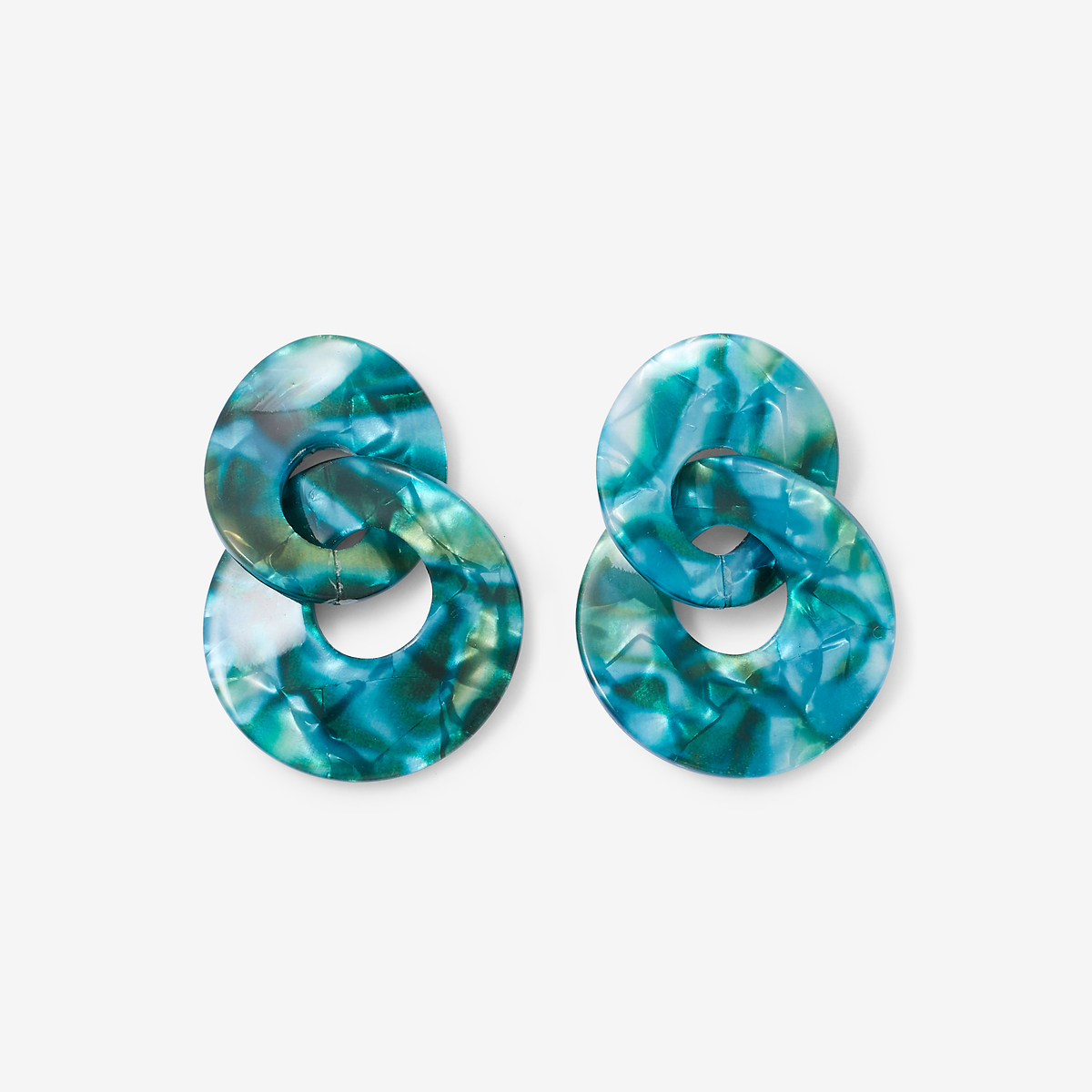 Boucles d’oreilles double cercle en résine verte