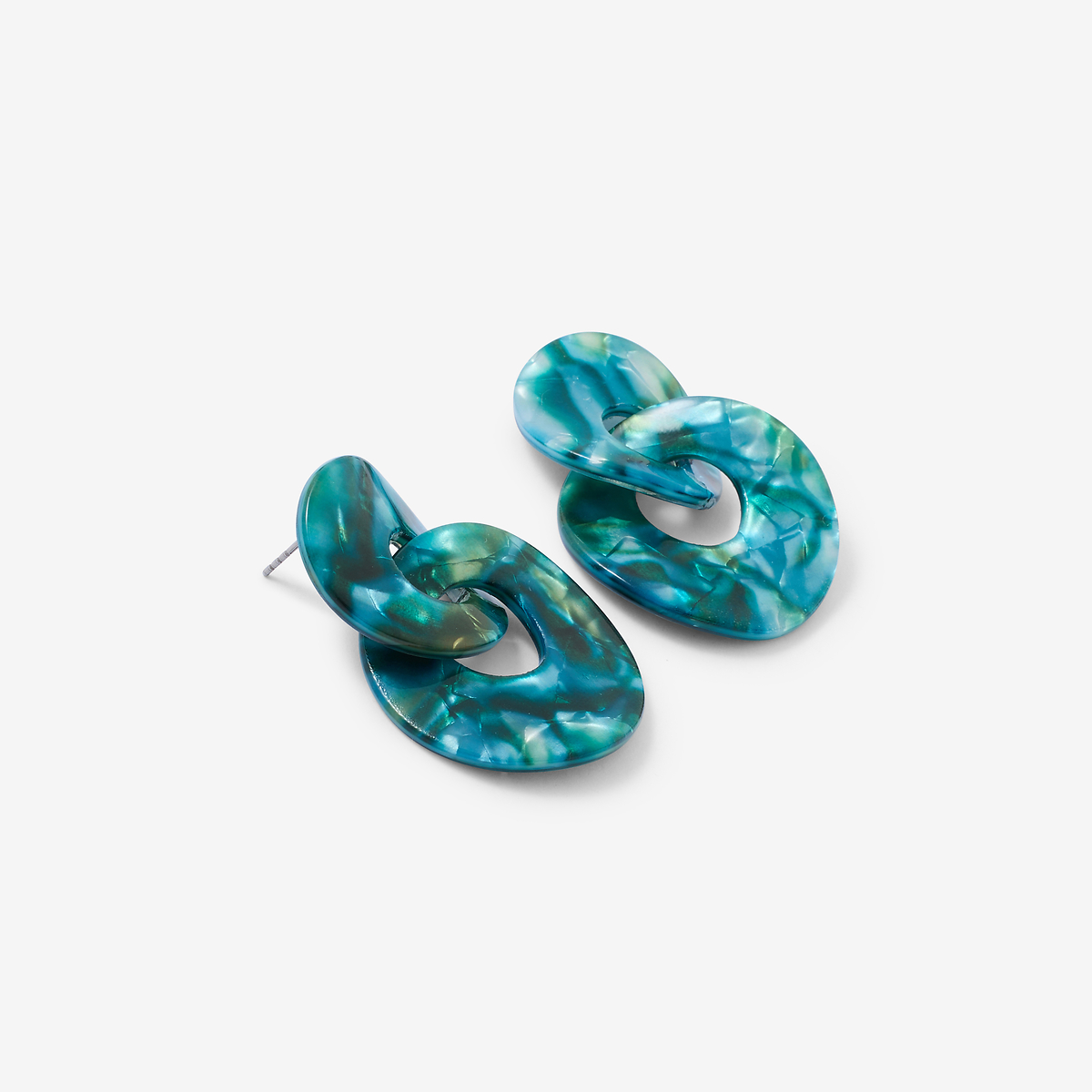 Boucles d’oreilles double cercle en résine verte