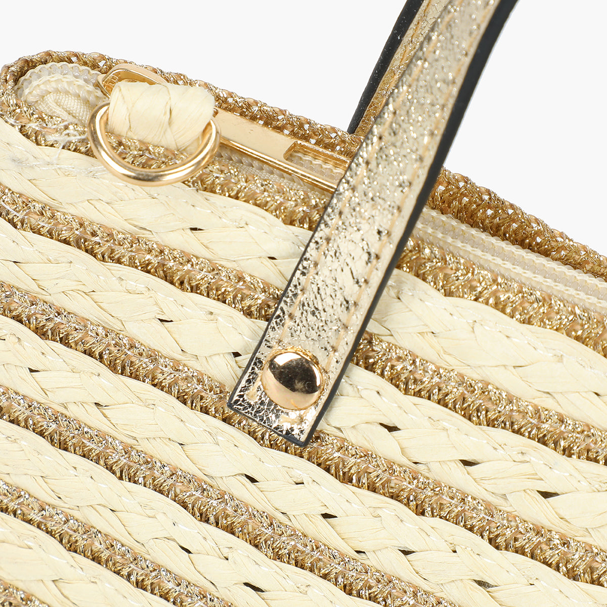 Pochette rayée beige effet paille à bandoulière