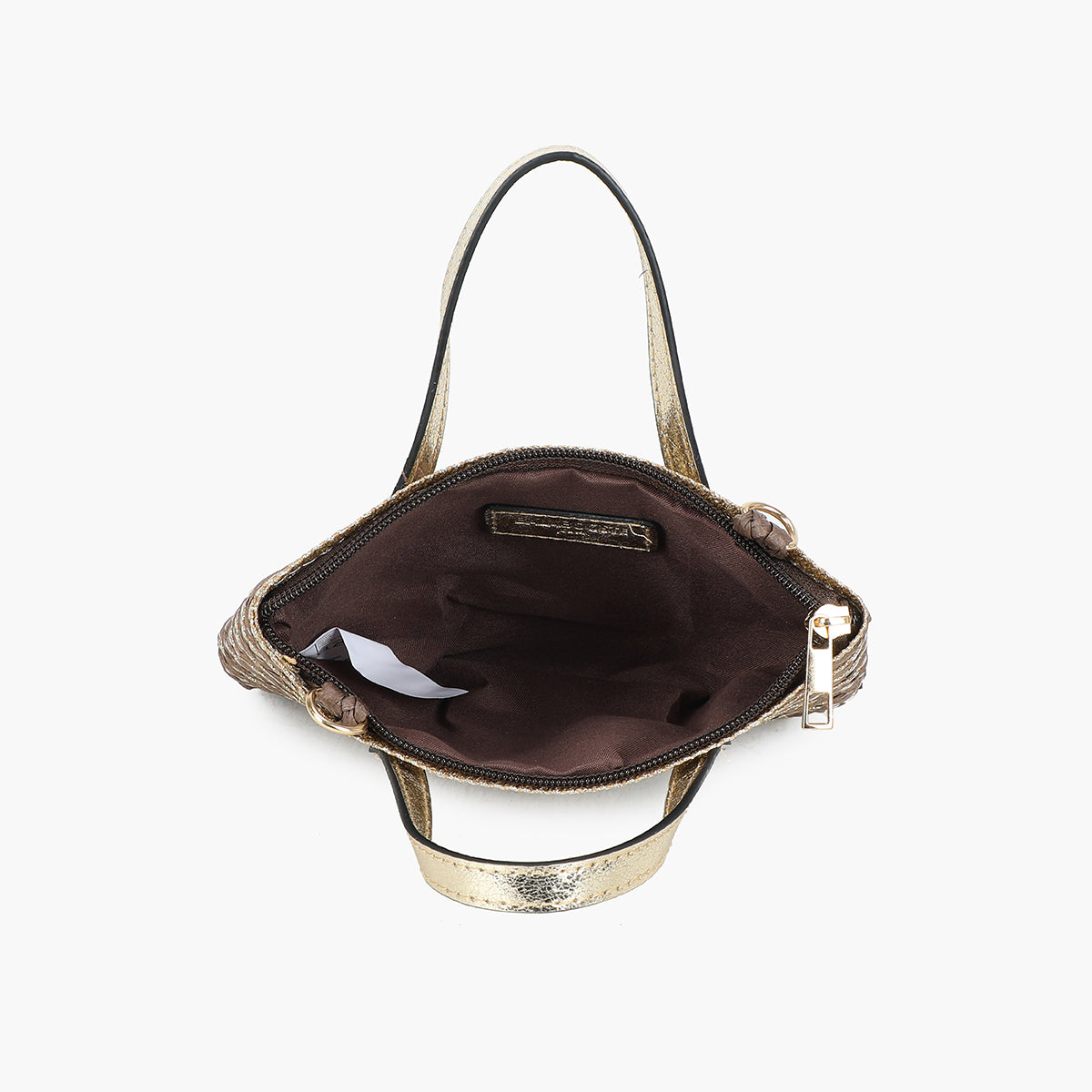 Pochette rayée marron effet paille à bandoulière