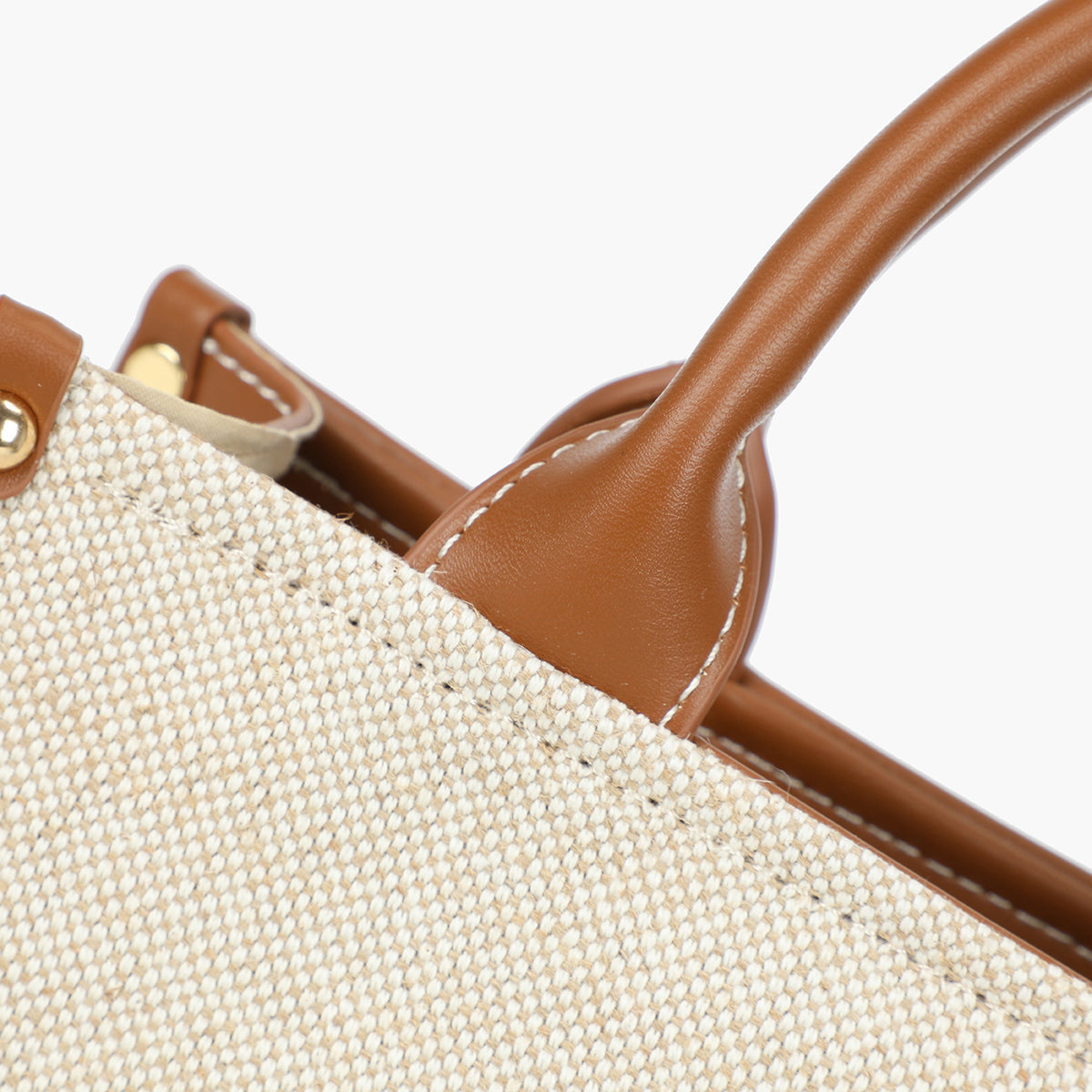 Sac porté main bi-matière camel