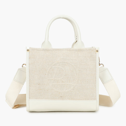 SAC PORTÉ MAIN BI-MATIÈRE BLANC