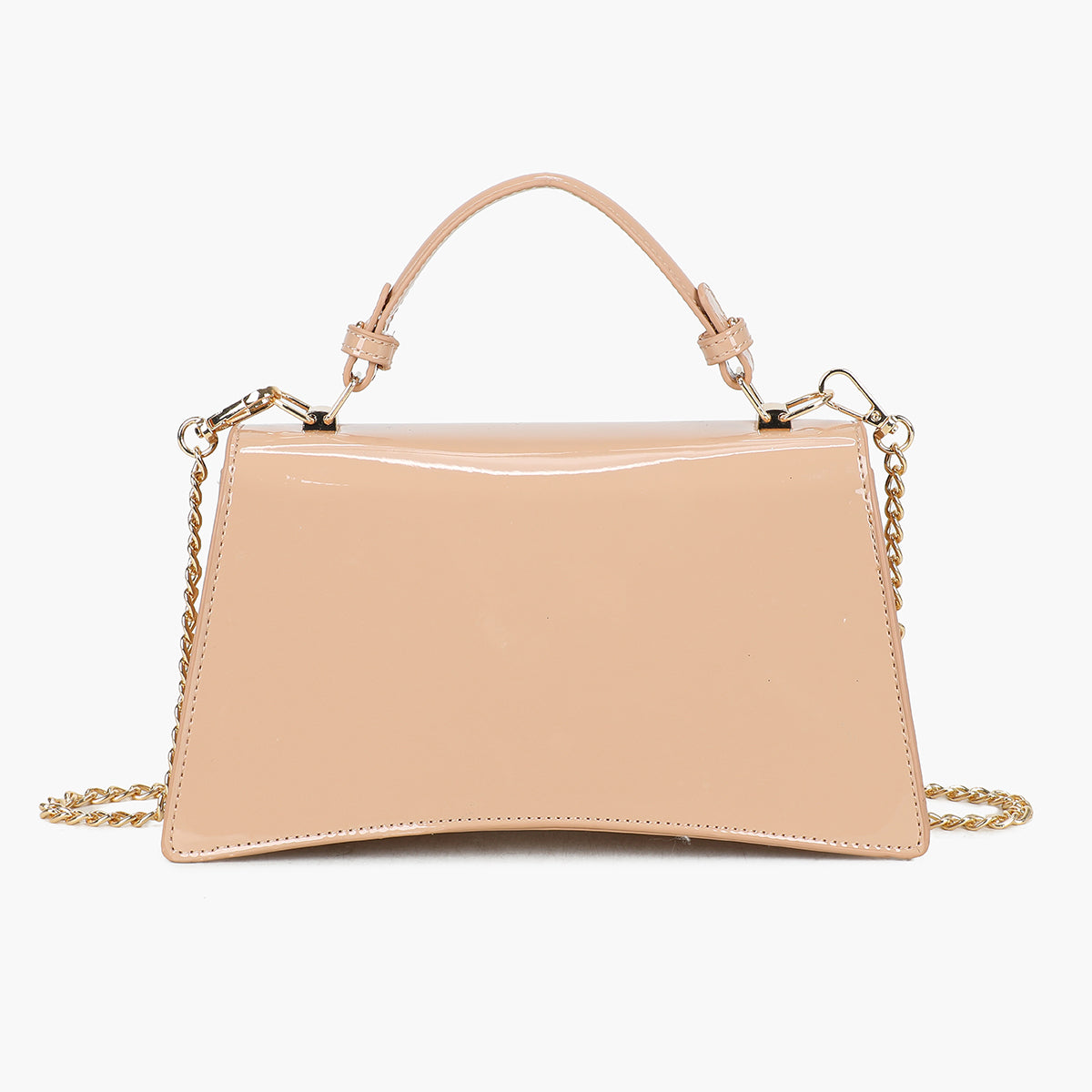 Sac porté main beige vernis