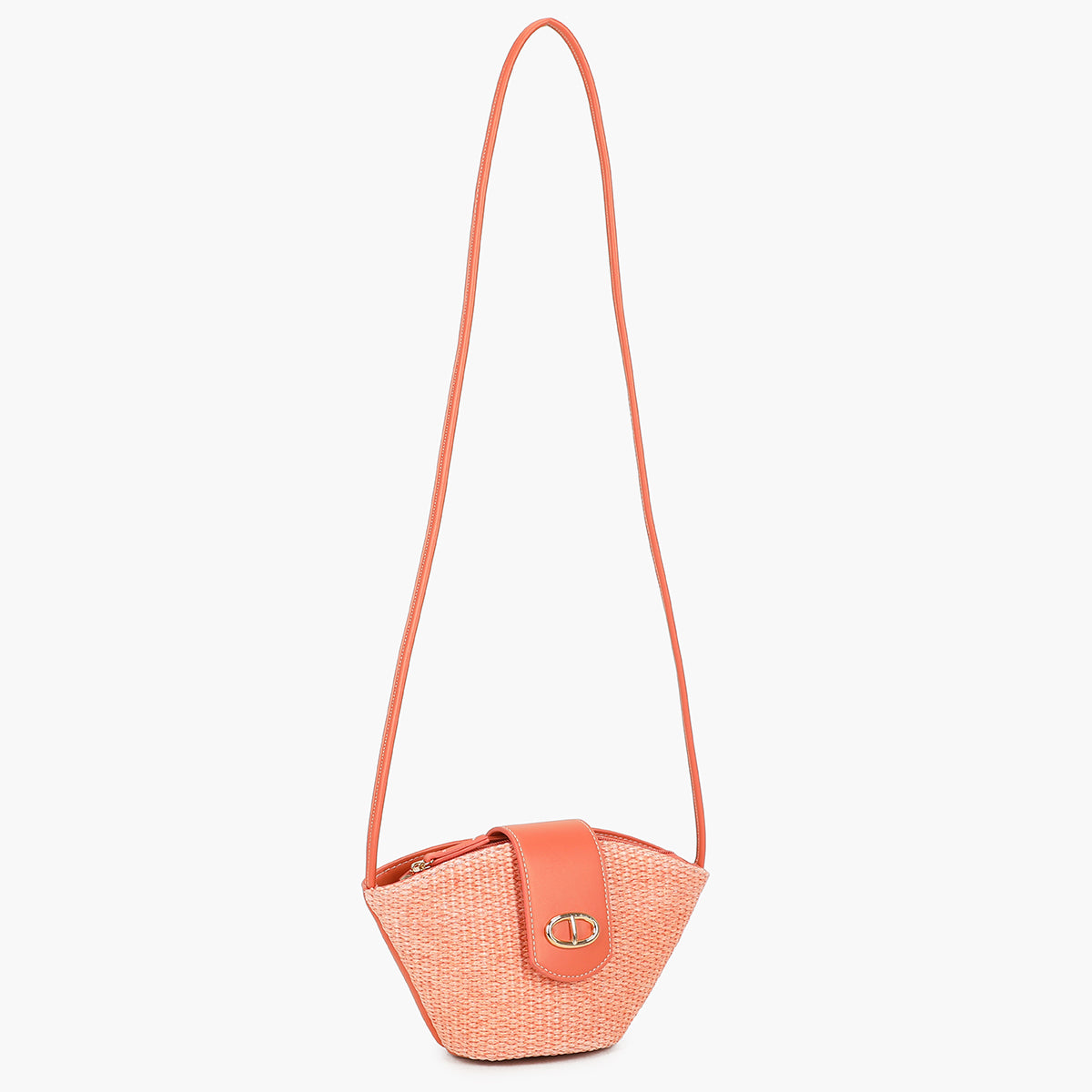 Petit panier à bandoulière corail