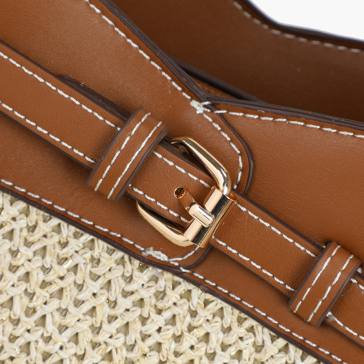 Grand cabas bi-matière camel et beige